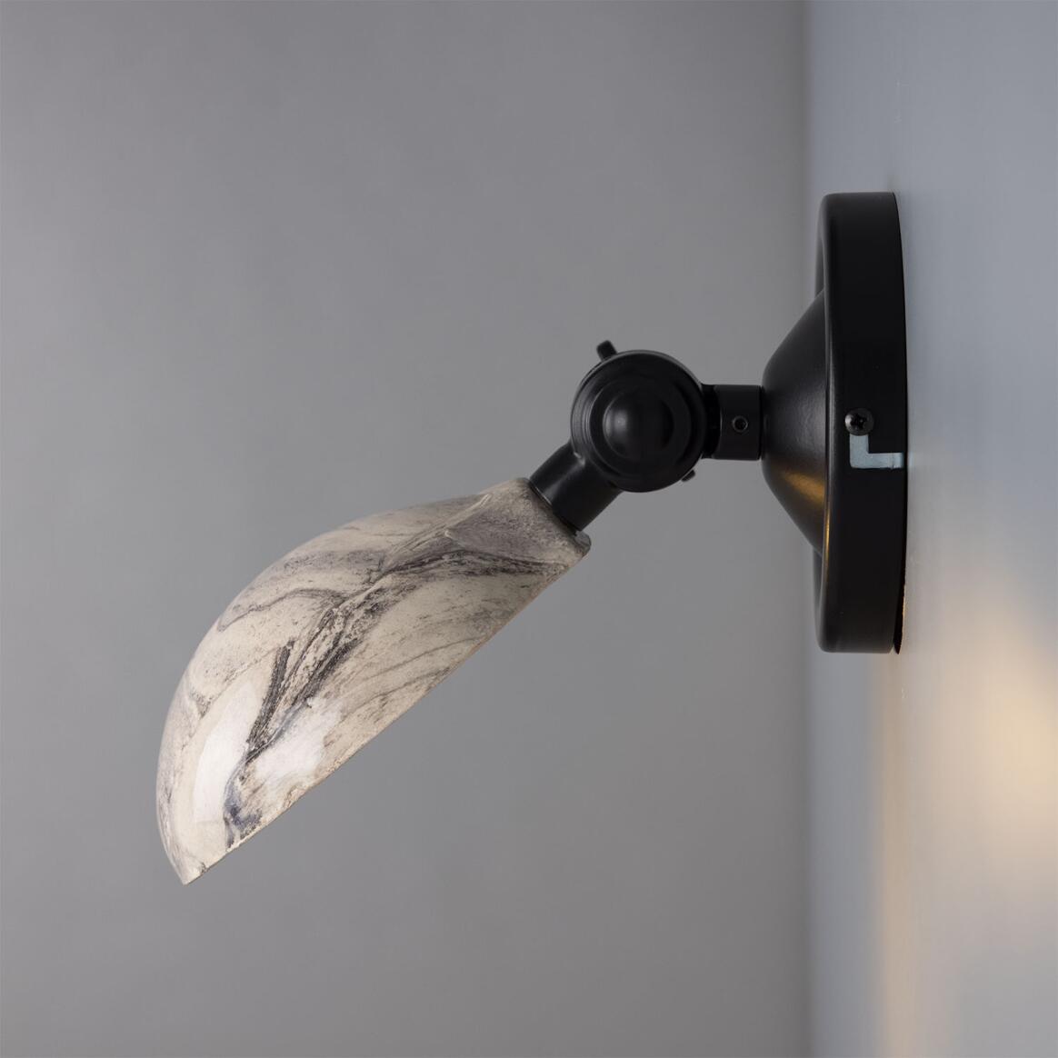 Mullan - Coco Adjustable Marbled Ceramic Wall Light 10.5cm IP20 - Powder Coated Matte Black Finish