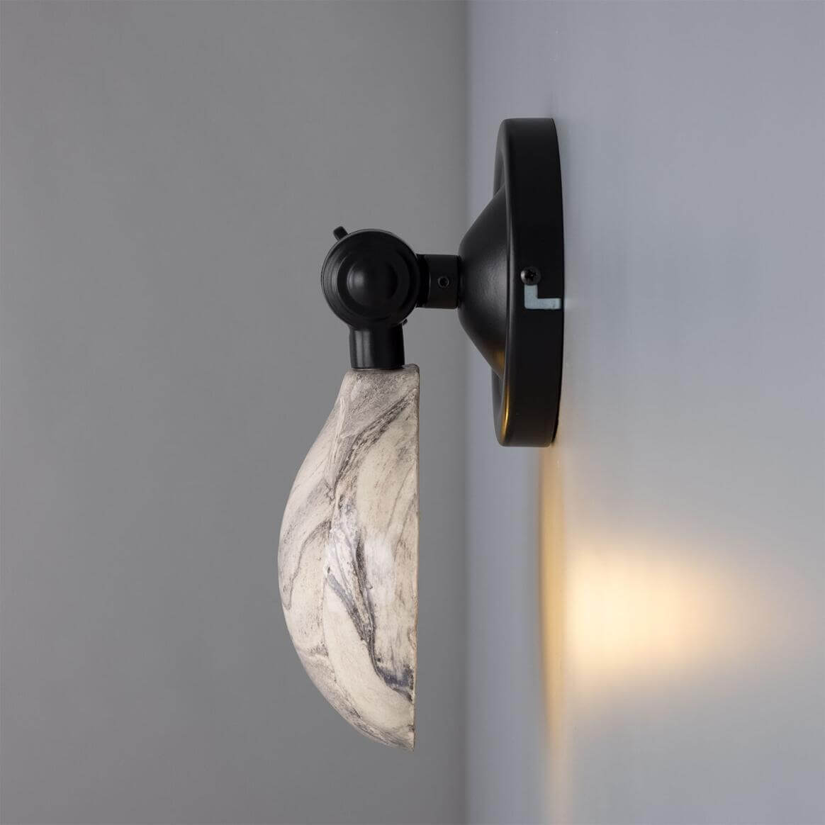 Mullan - Coco Adjustable Marbled Ceramic Wall Light 10.5cm IP20 - Powder Coated Matte Black Finish