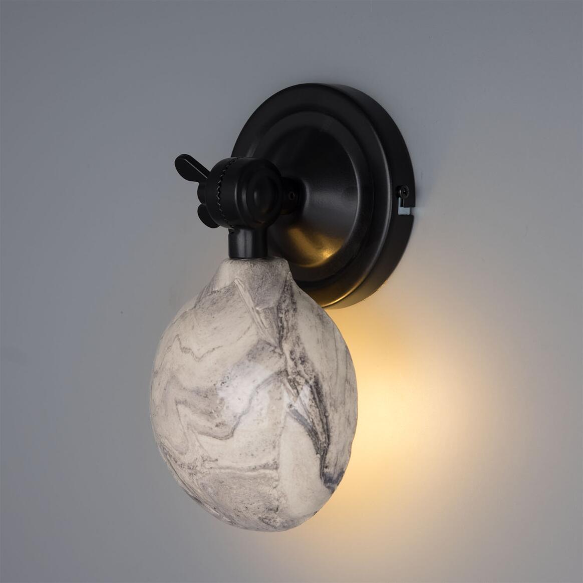 Mullan - Coco Adjustable Marbled Ceramic Wall Light 10.5cm IP20 - Powder Coated Matte Black Finish
