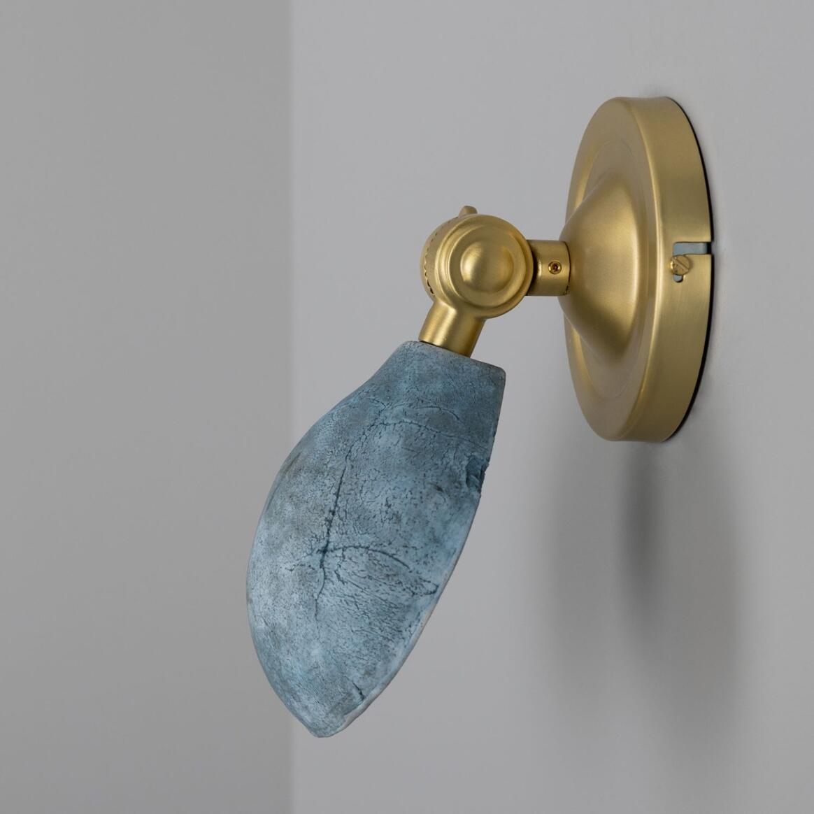Mullan - Coco Adjustable Ceramic Wall Light Blue Earth 10.5cm IP20 - Satin Brass Finish