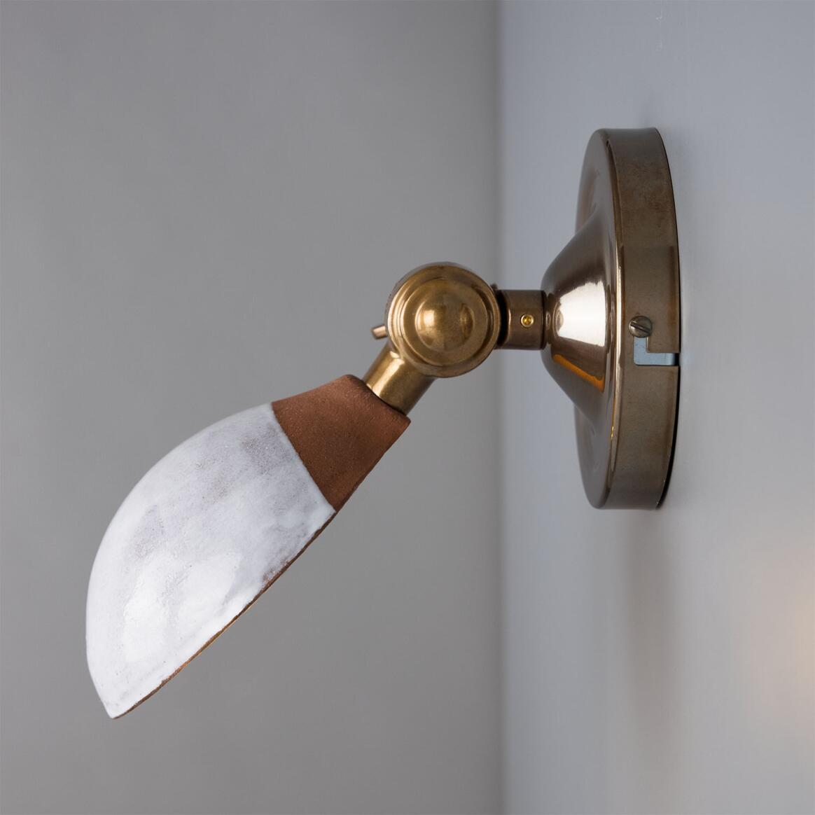 Mullan - Coco Adjustable Ceramic Wall Light Terracotta And White Glaze 10.5cm IP20 - Antique Brass Finish