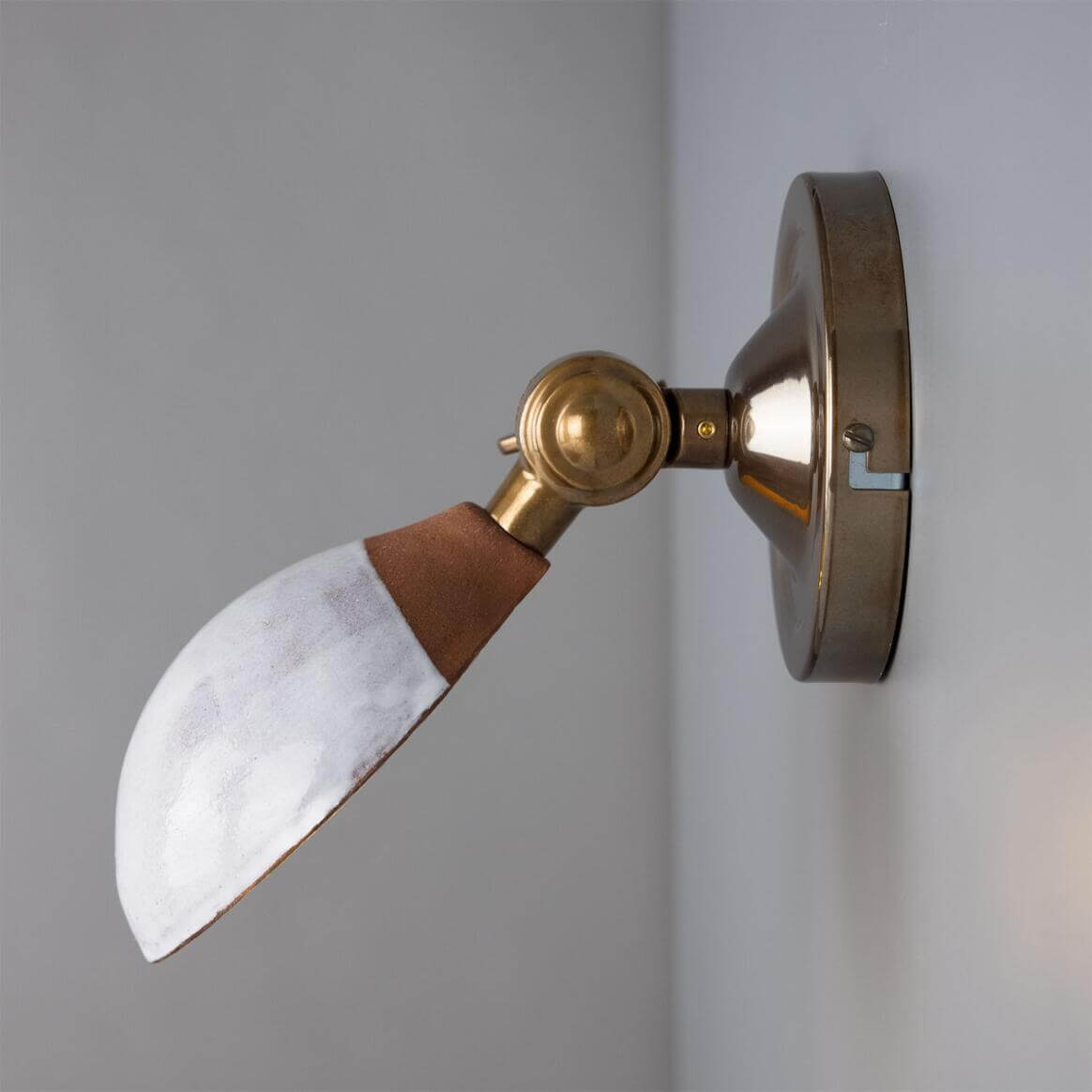 Mullan - Coco Adjustable Ceramic Wall Light Terracotta And White Glaze 10.5cm IP20 - Antique Brass Finish