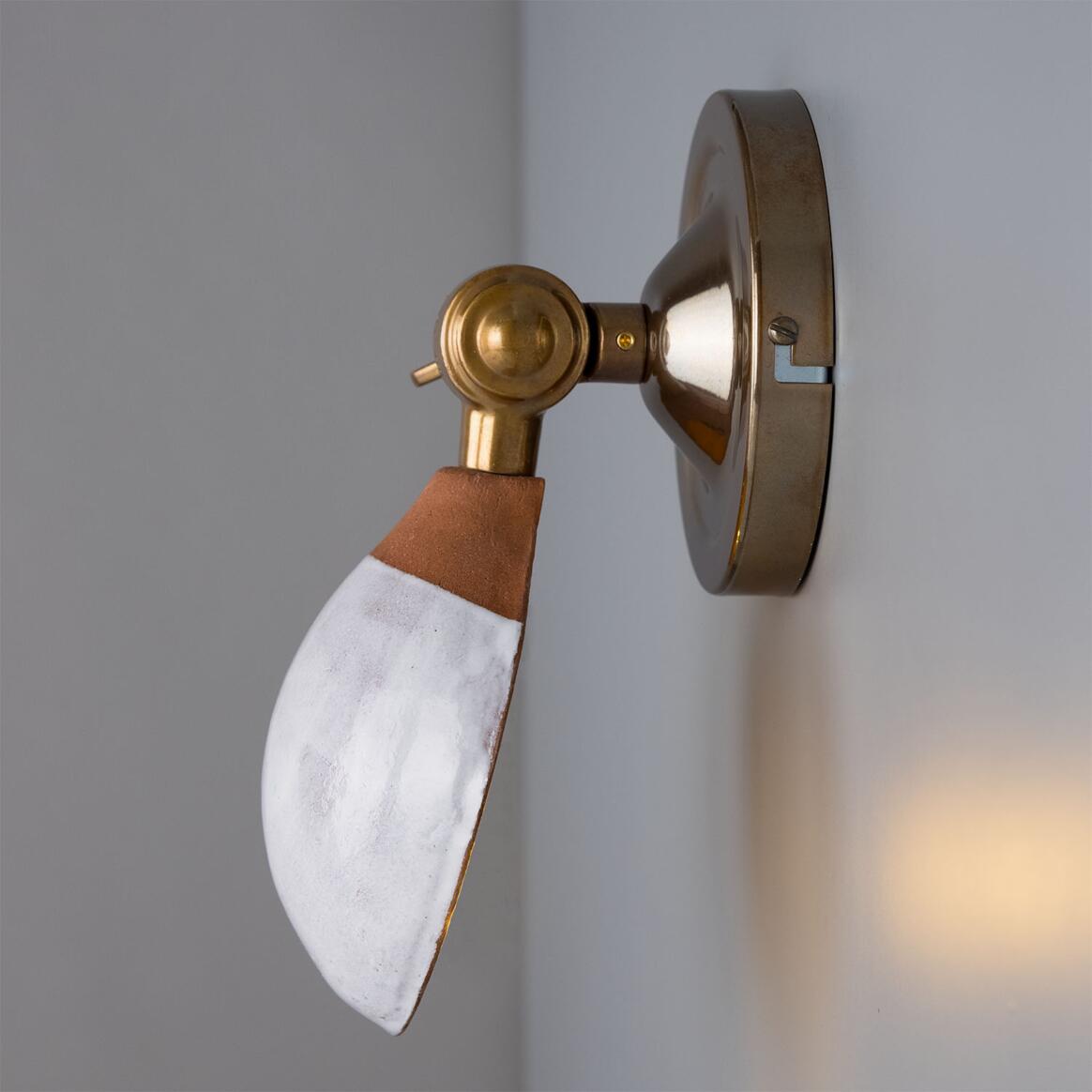 Mullan - Coco Adjustable Ceramic Wall Light Terracotta And White Glaze 10.5cm IP20 - Antique Brass Finish