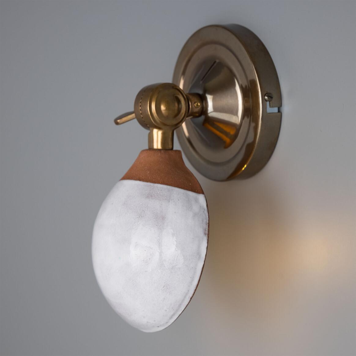 Mullan - Coco Adjustable Ceramic Wall Light Terracotta And White Glaze 10.5cm IP20 - Antique Brass Finish
