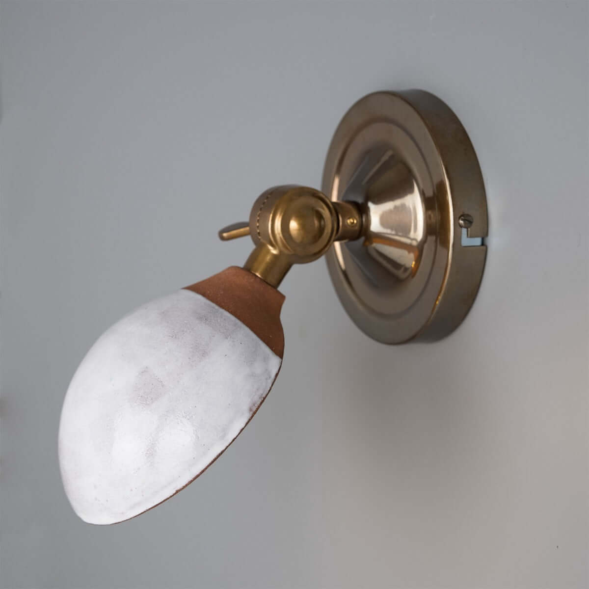 Mullan - Coco Adjustable Ceramic Wall Light Terracotta And White Glaze 10.5cm IP20 - Antique Brass Finish