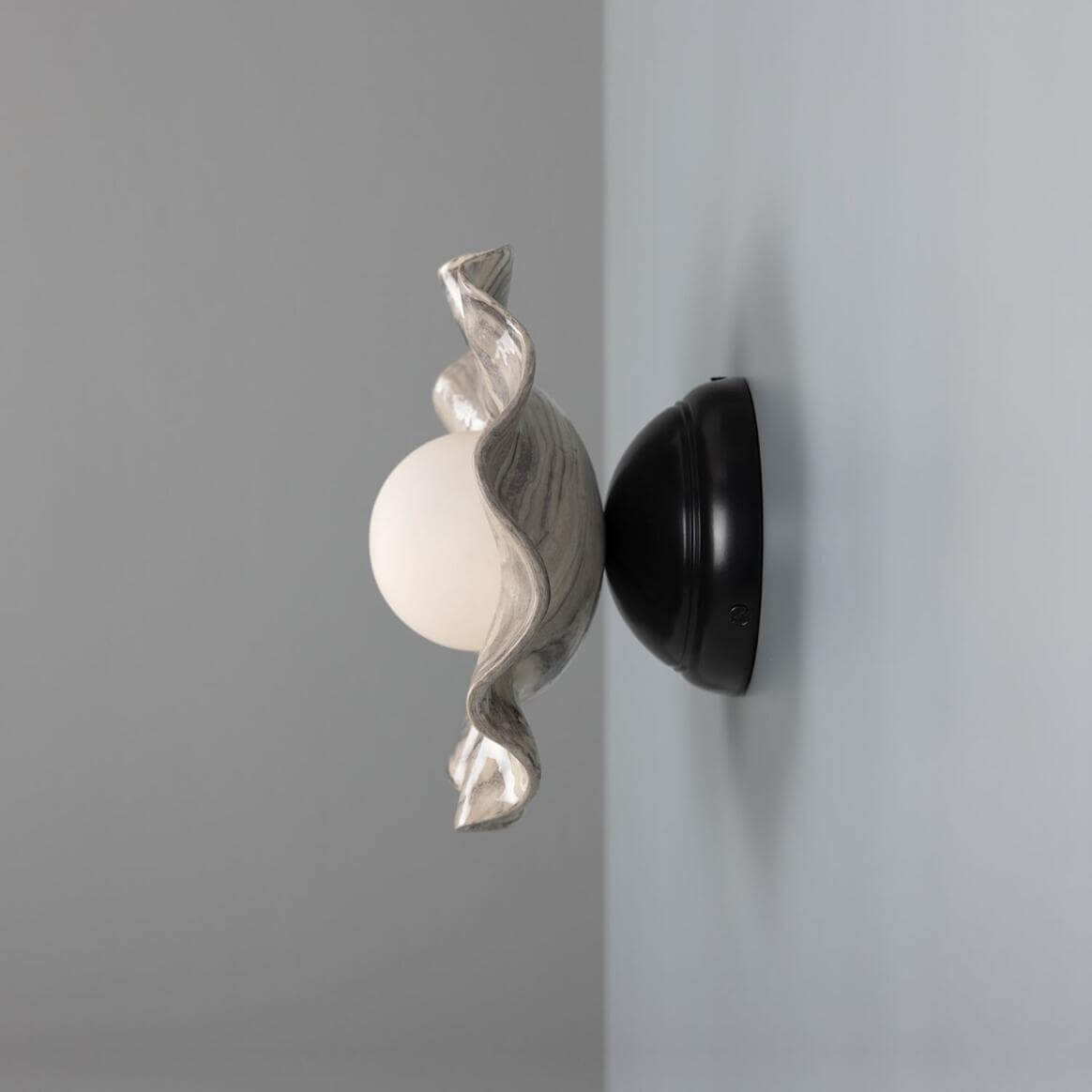 Mullan - Rivale Wall Light with Wavy Marbled Ceramic Shade 21cm IP20 - Powder Coated Matte Black Finish