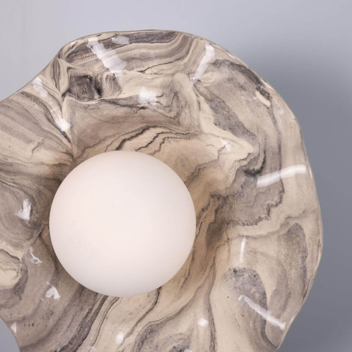 Mullan - Rivale Wall Light with Wavy Marbled Ceramic Shade 21cm IP20 - Powder Coated Matte Black Finish