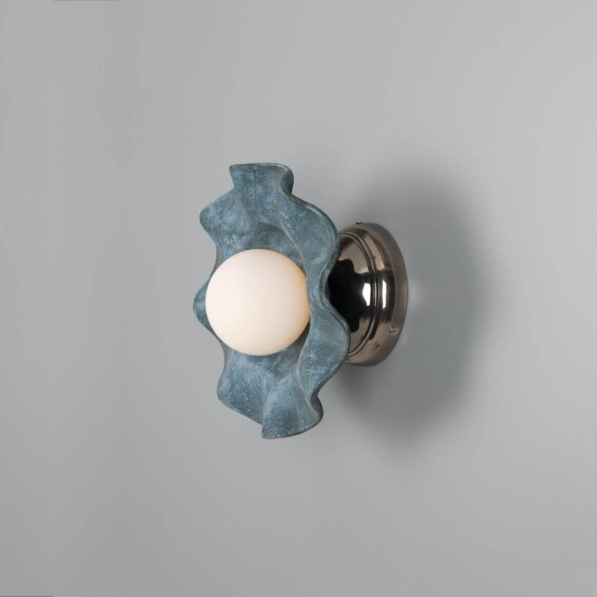 Mullan - Rivale Wall Light with Wavy Ceramic Shade Blue Earth 21cm IP20 - Antique Silver Finish