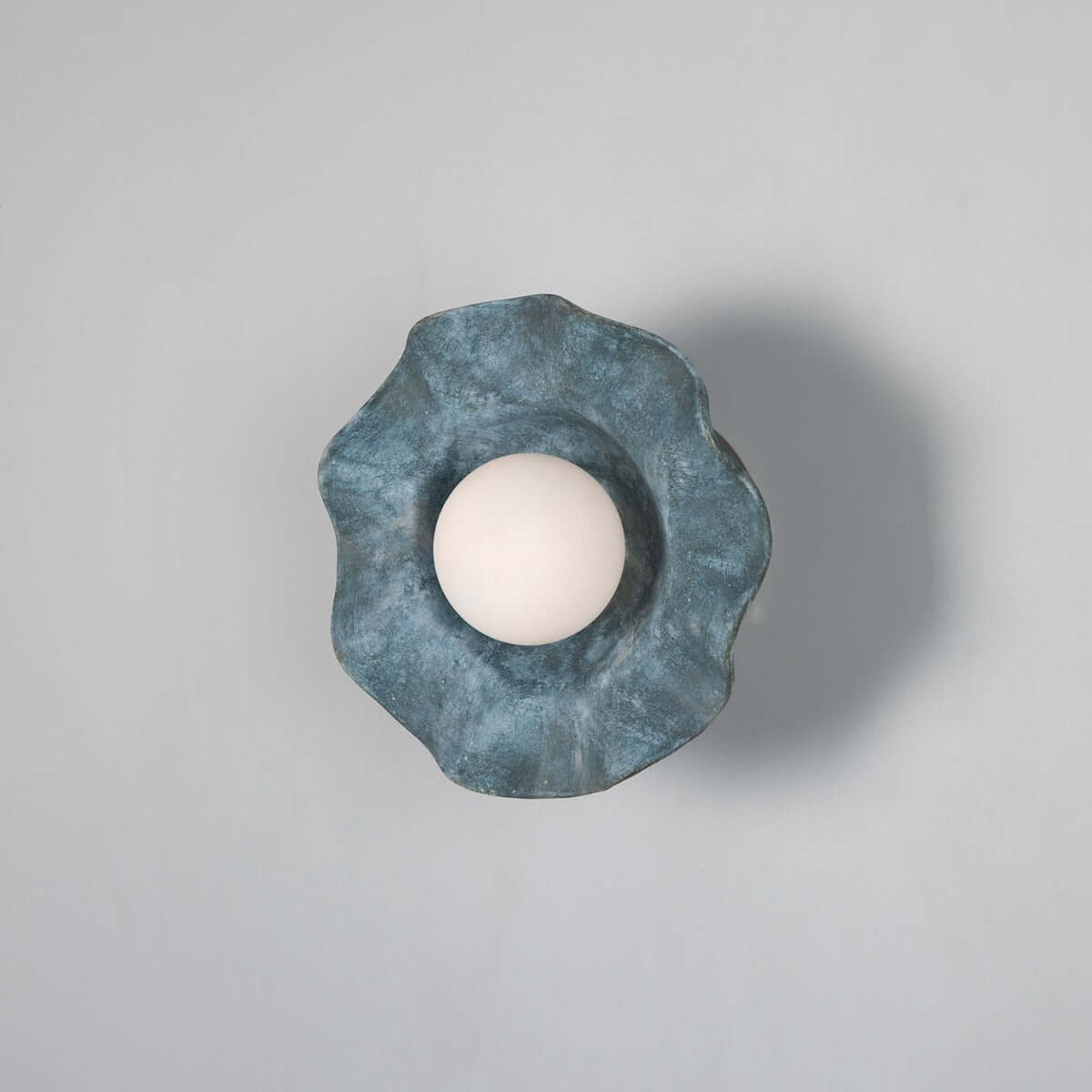 Mullan - Rivale Wall Light with Wavy Ceramic Shade Blue Earth 21cm IP20 - Antique Silver Finish