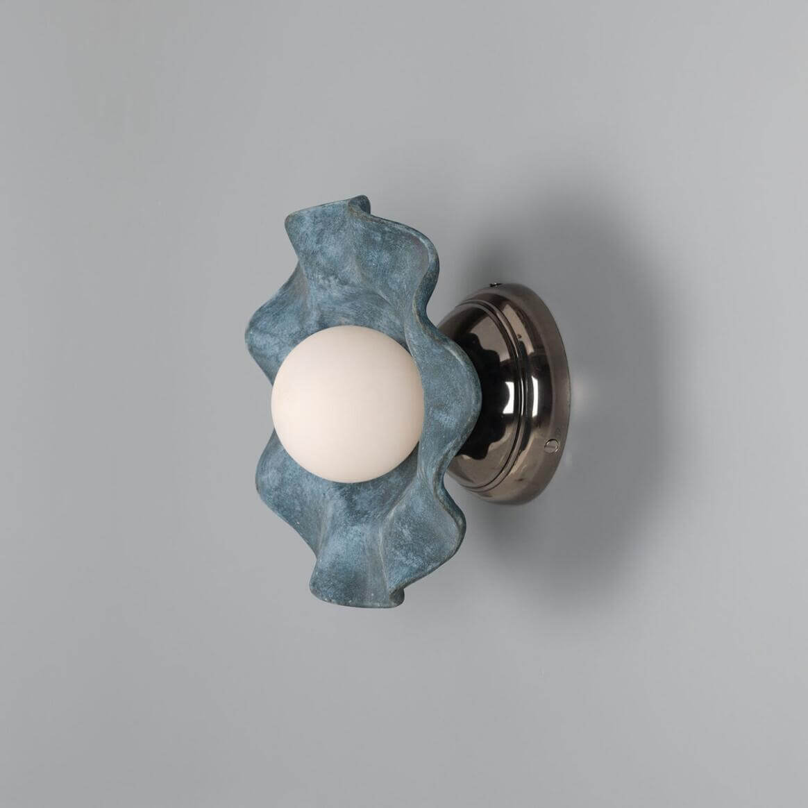 Mullan - Rivale Wall Light with Wavy Ceramic Shade Blue Earth 21cm IP20 - Antique Silver Finish