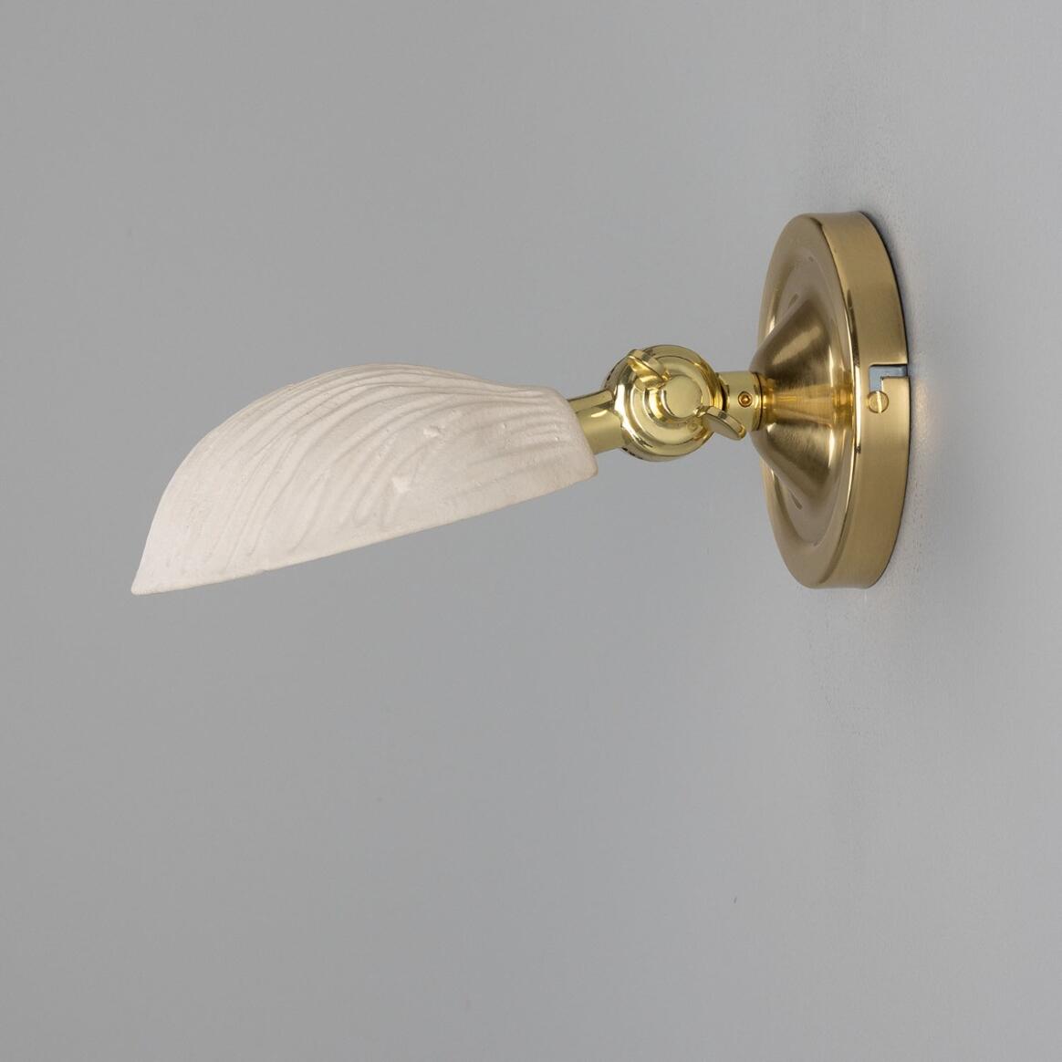Mullan - Coco Adjustable Ceramic Wall Light Matte White Striped 10.5cm IP20 - Polished Brass Finish