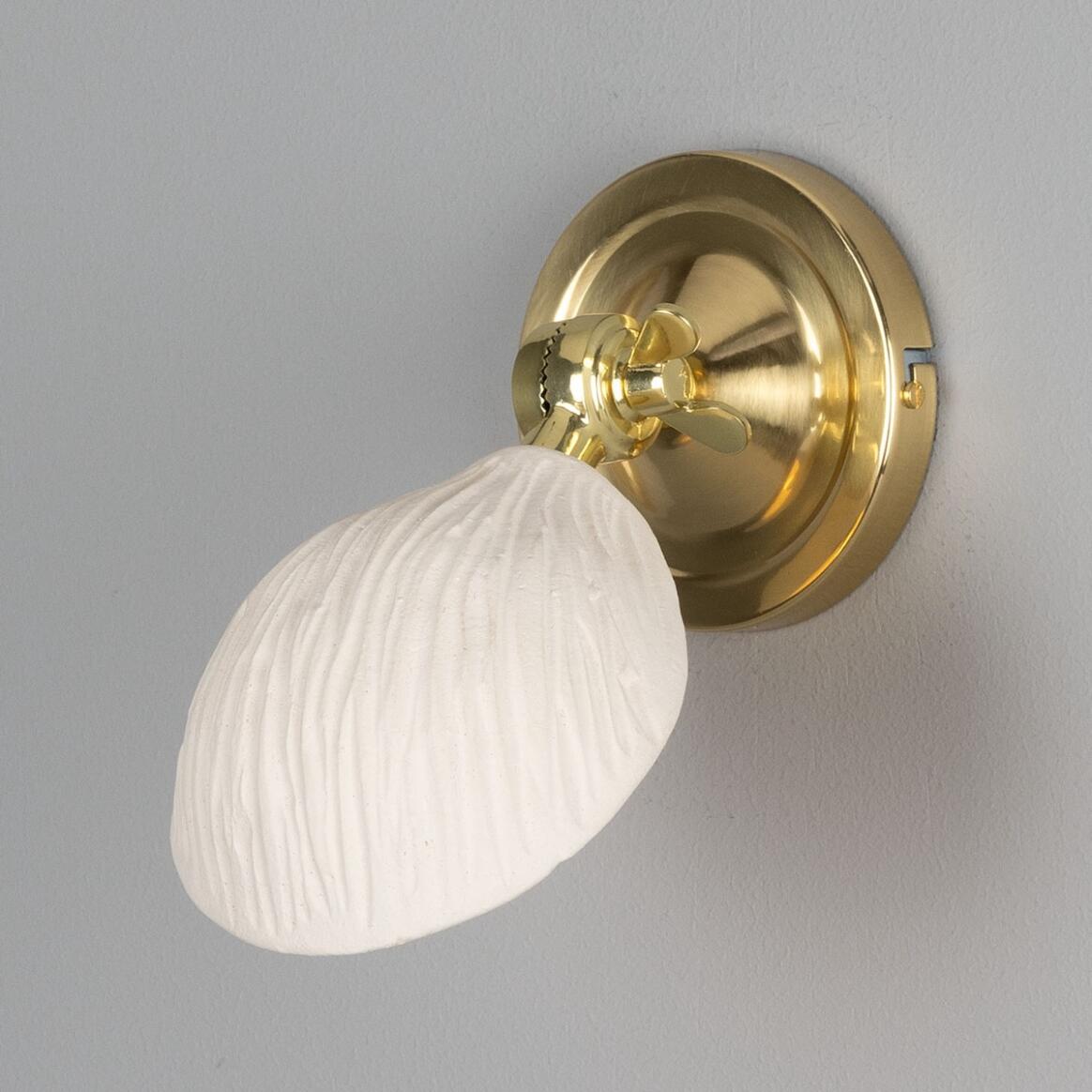 Mullan - Coco Adjustable Ceramic Wall Light Matte White Striped 10.5cm IP20 - Polished Brass Finish