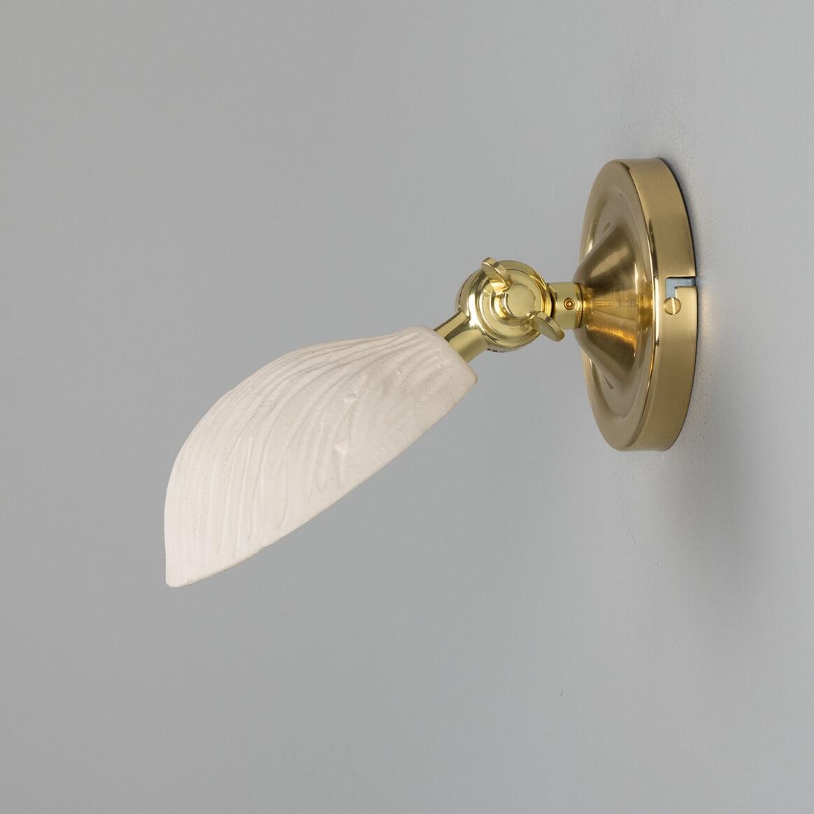 Mullan - Coco Adjustable Ceramic Wall Light Matte White Striped 10.5cm IP20 - Polished Brass Finish