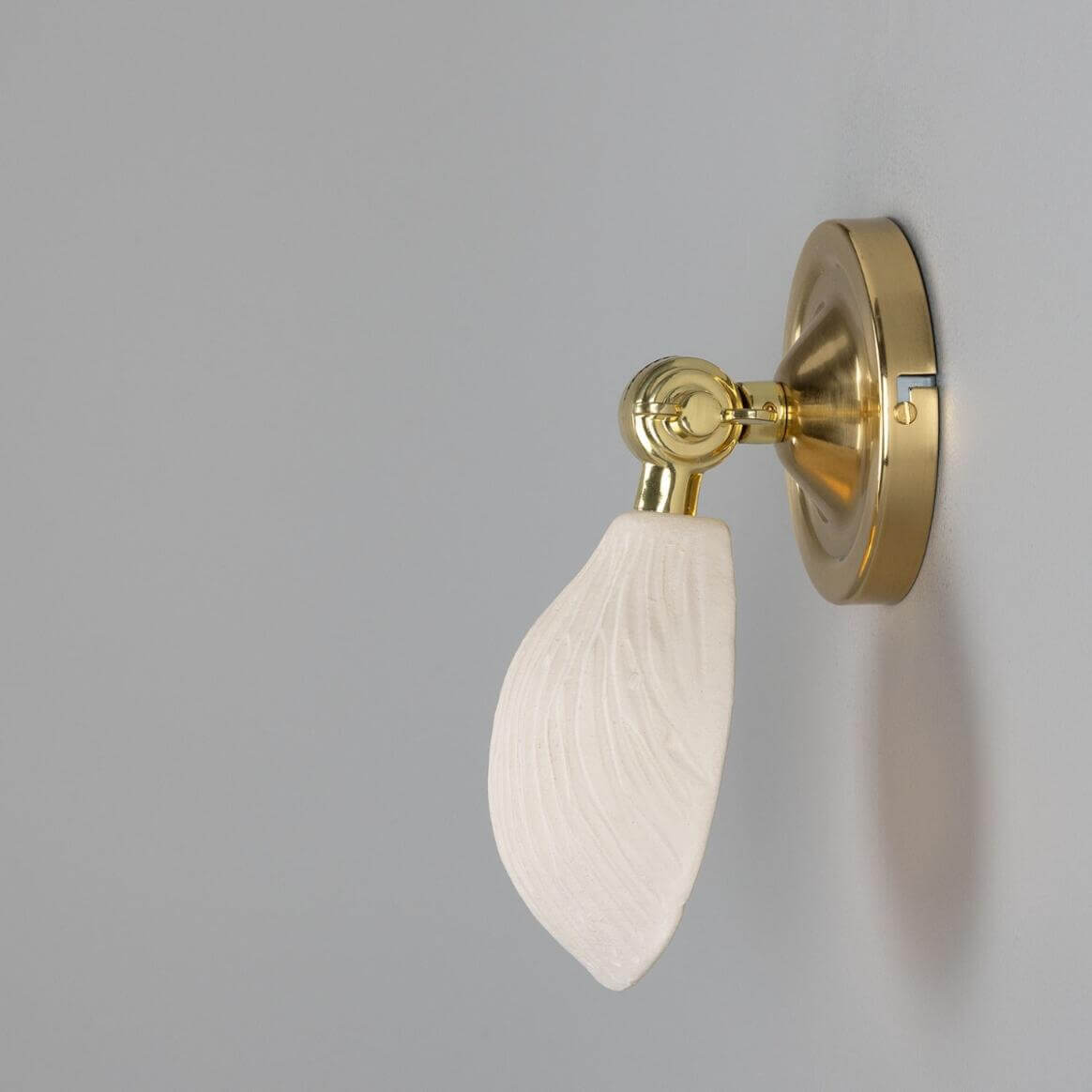Mullan - Coco Adjustable Ceramic Wall Light Matte White Striped 10.5cm IP20 - Polished Brass Finish