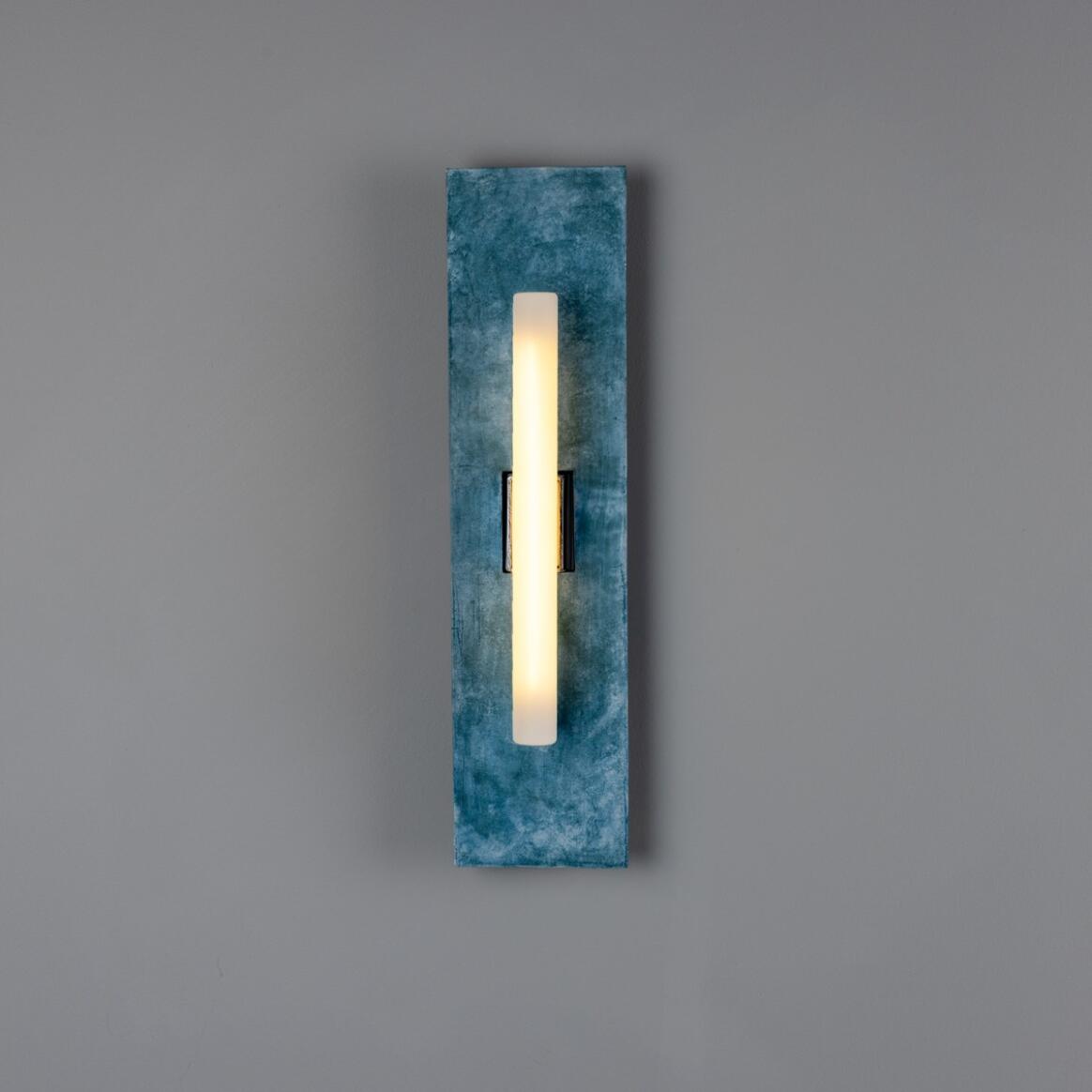 Mullan - Capua Rectangular Ceramic Wall Light Blue Earth 50cm IP20 - Powder Coated Matte Black Finish