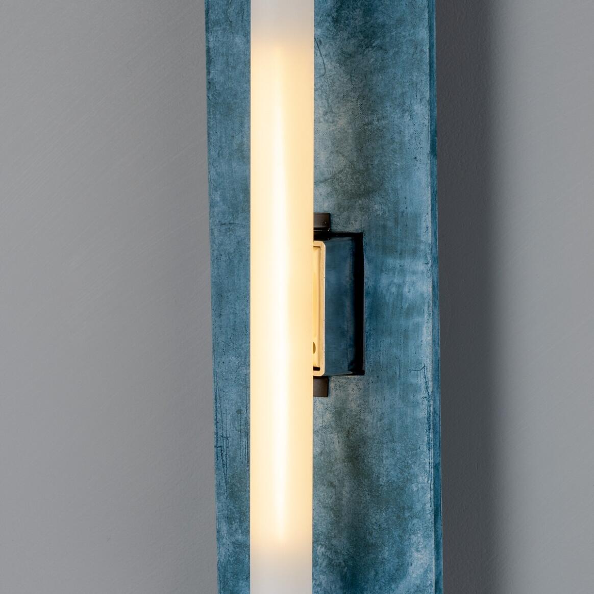 Mullan - Capua Rectangular Ceramic Wall Light Blue Earth 50cm IP20 - Powder Coated Matte Black Finish