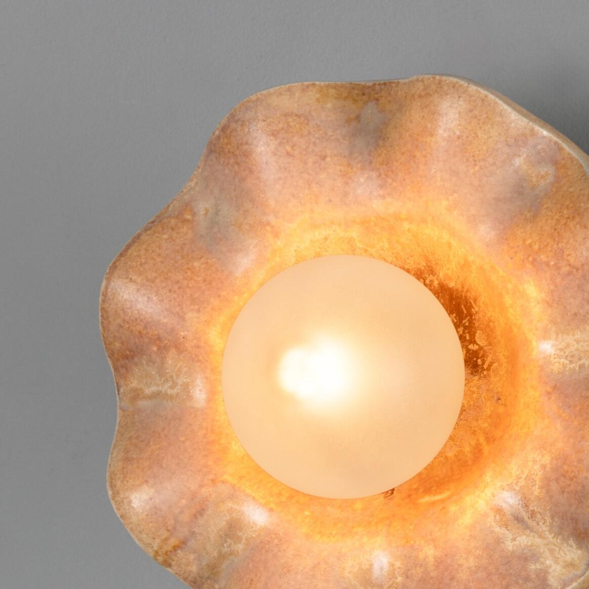 Mullan - Rivale Wall Light with Wavy Ceramic Shade Oatstone 21cm IP20 - Antique Brass Finish