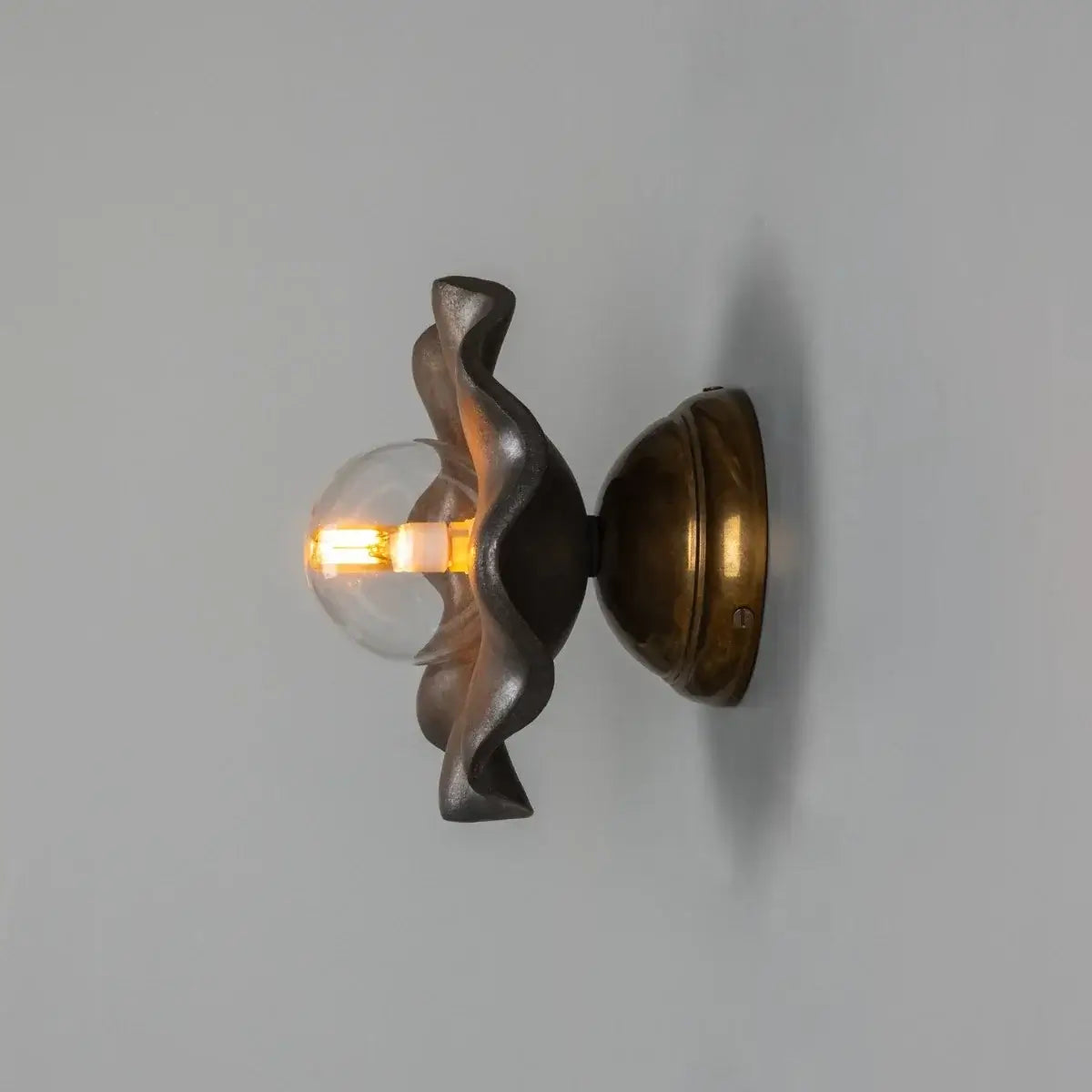 Mullan - Rivale Wall Light with Wavy Ceramic Shade Metallic Earth 21cm IP20 - Antique Brass Finish