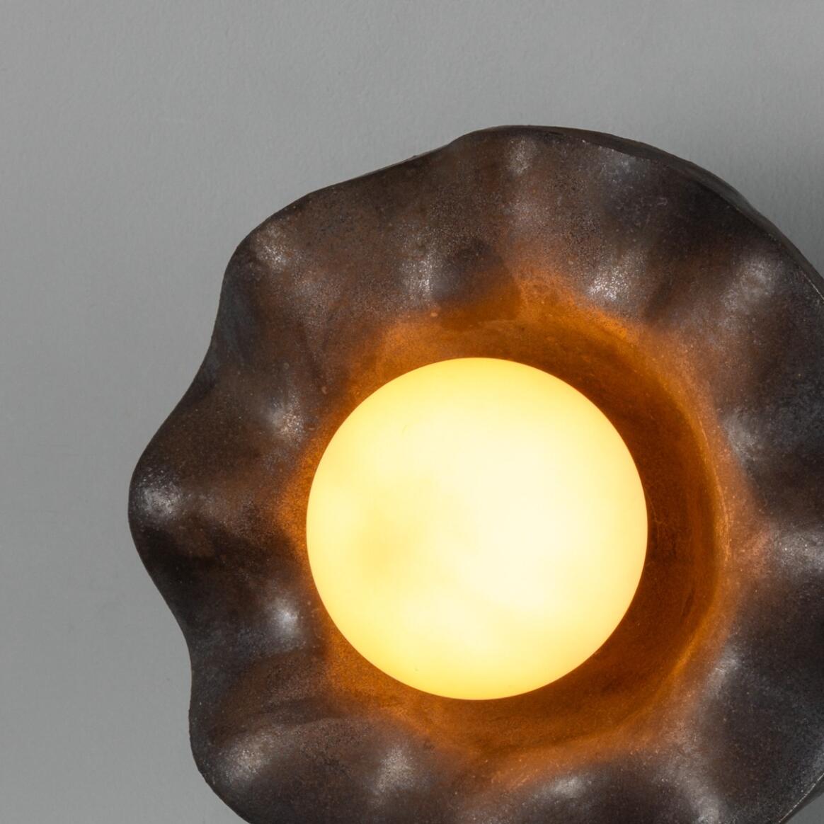 Mullan - Rivale Wall Light with Wavy Ceramic Shade Metallic Earth 21cm IP20 - Antique Brass Finish