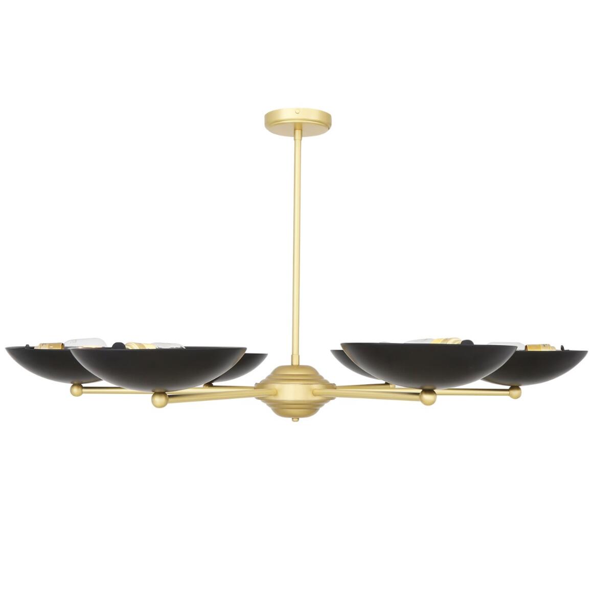 Mullan Newbury Modern Brass Chandelier with Black Metal Shades - Polished Brass Finish
