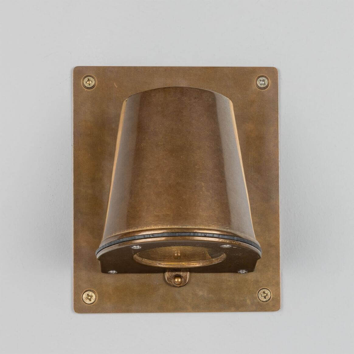 Mullan - Wade Outdoor Brass Spotlight with Back Plate 15.2cm IP54 - Antique Brass Finish