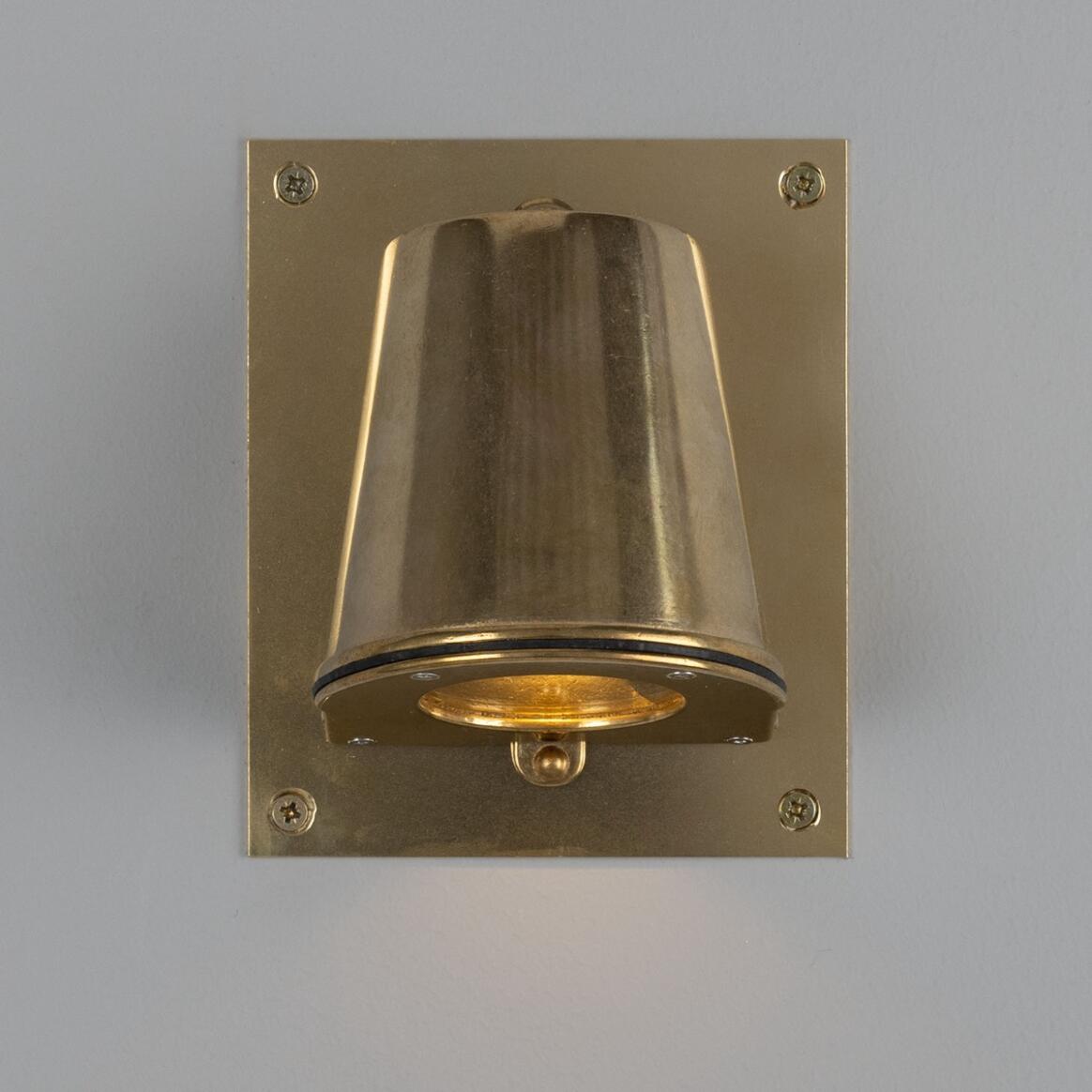 Mullan - Wade Outdoor Brass Spotlight with Back Plate 15.2cm IP54 - Raw Brass Finish
