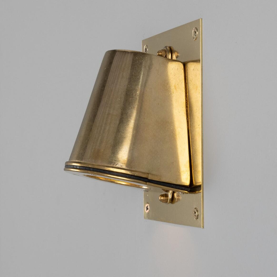 Mullan - Wade Outdoor Brass Spotlight with Back Plate 15.2cm IP54 - Raw Brass Finish