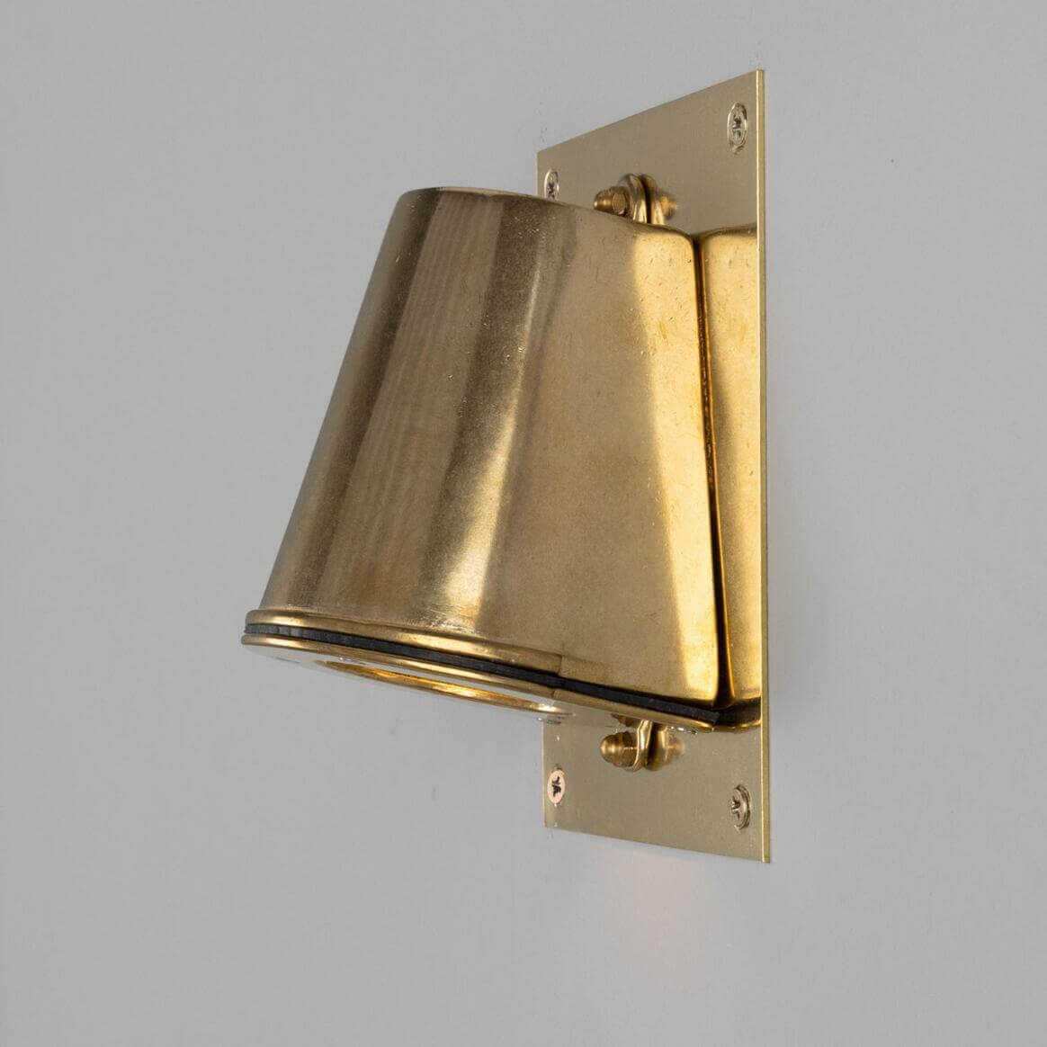 Mullan - Wade Outdoor Brass Spotlight with Back Plate 15.2cm IP54 - Raw Brass Finish