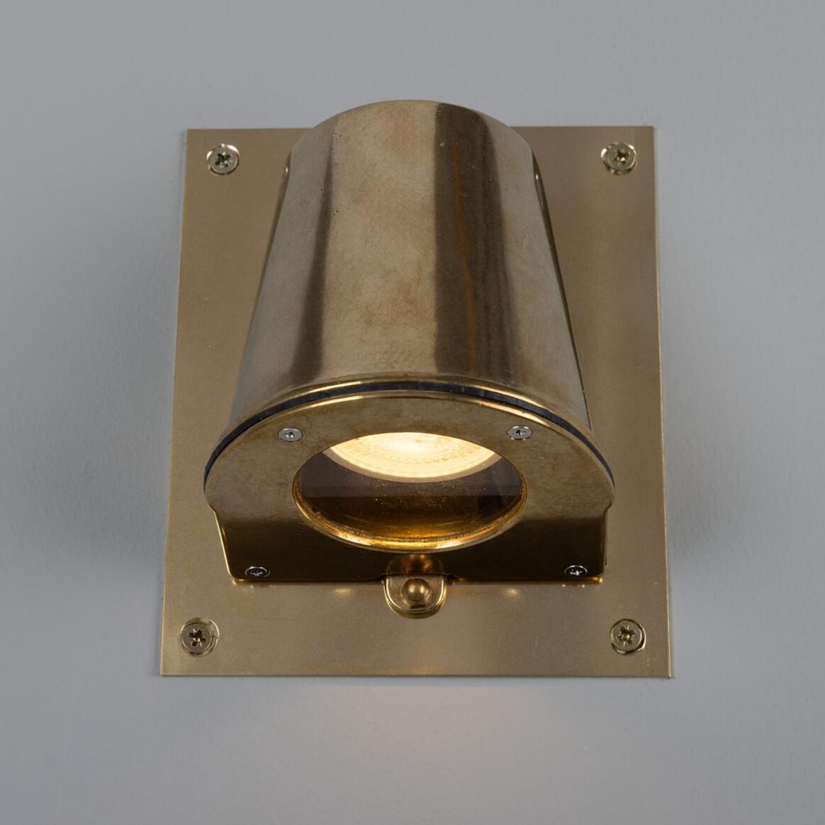 Mullan - Wade Outdoor Brass Spotlight with Back Plate 15.2cm IP54 - Raw Brass Finish