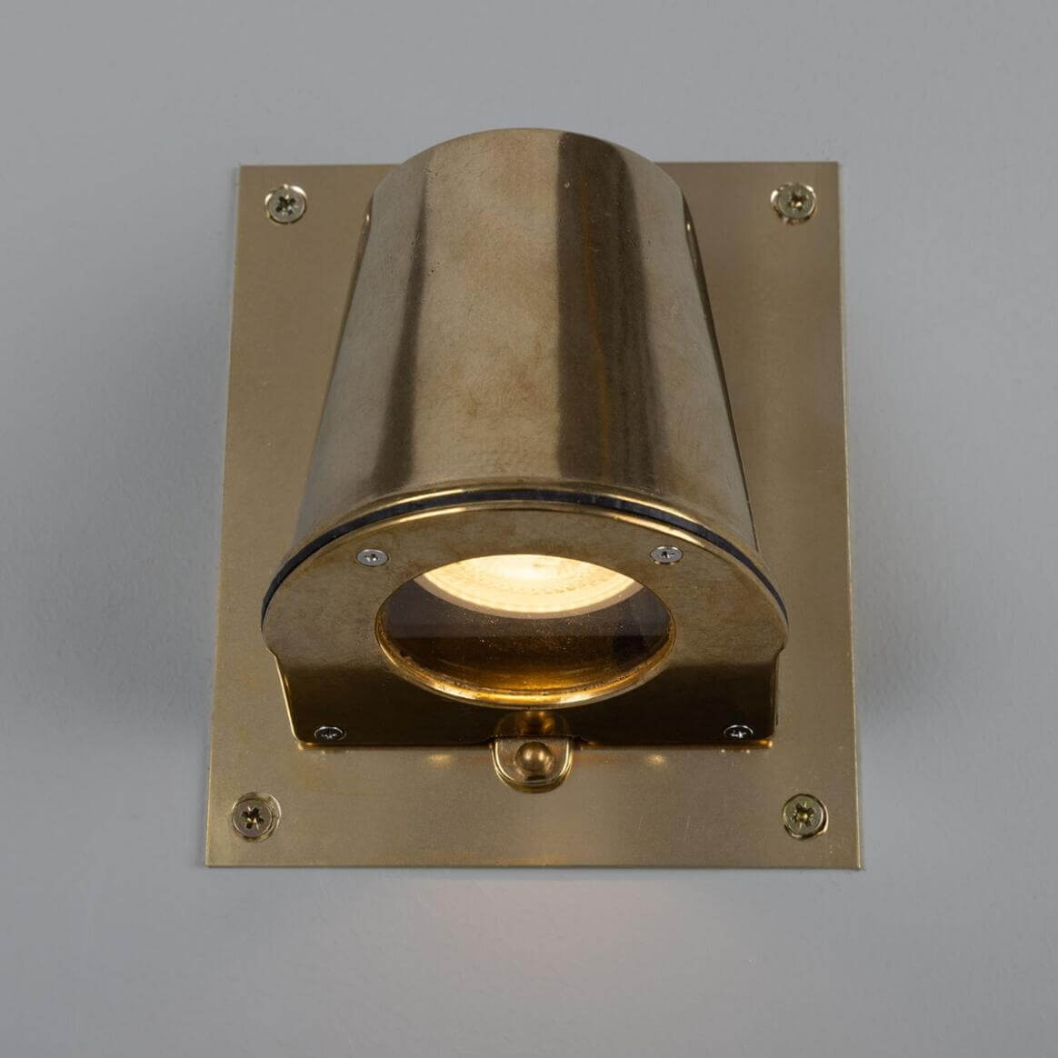 Mullan - Wade Outdoor Brass Spotlight with Back Plate 15.2cm IP54 - Raw Brass Finish