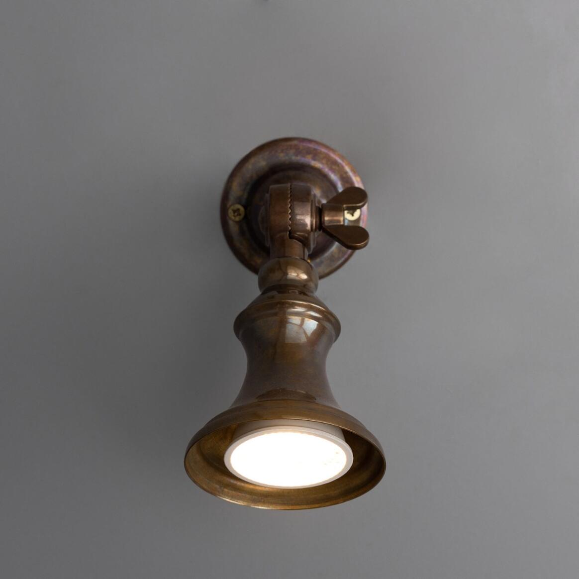 Mullan - Accra Traditional Small Brass Spotlight 14cm IP20 - Antique Brass Finish