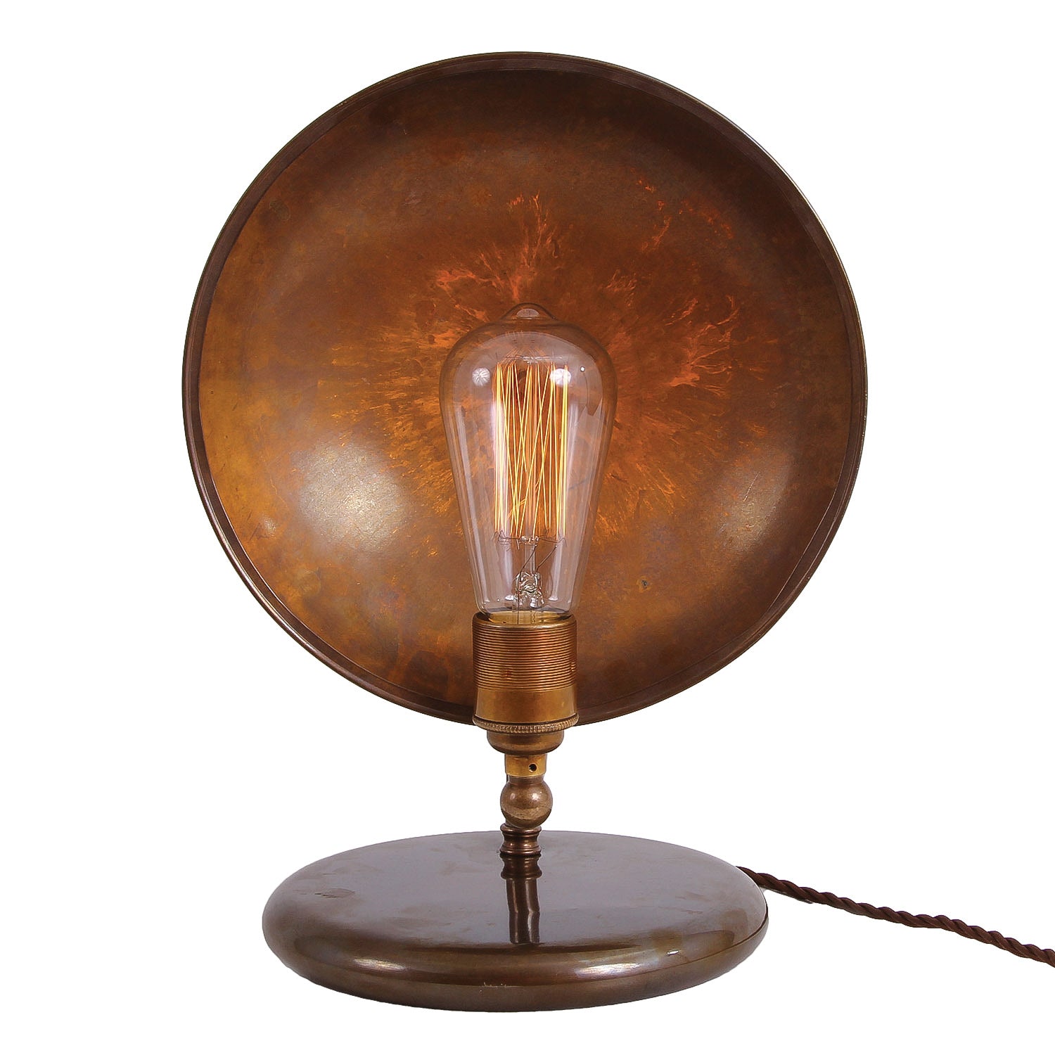 Mullan Chulainn Industrial Brass Dish Table Lamp - Antique Brass Finish
