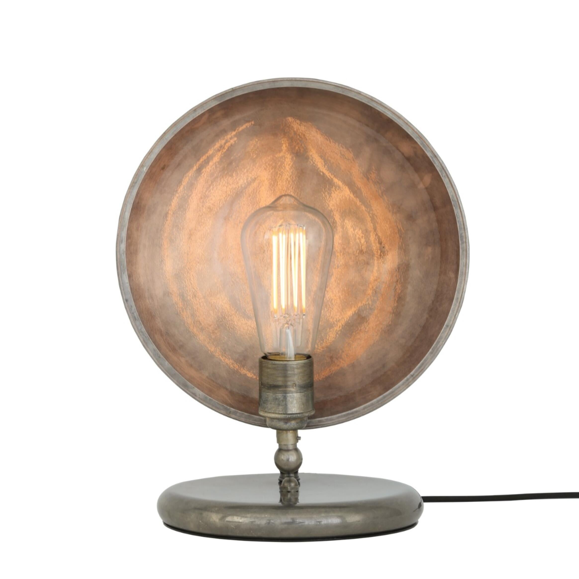 Mullan Chulainn Industrial Brass Dish Table Lamp - Antique Brass Finish