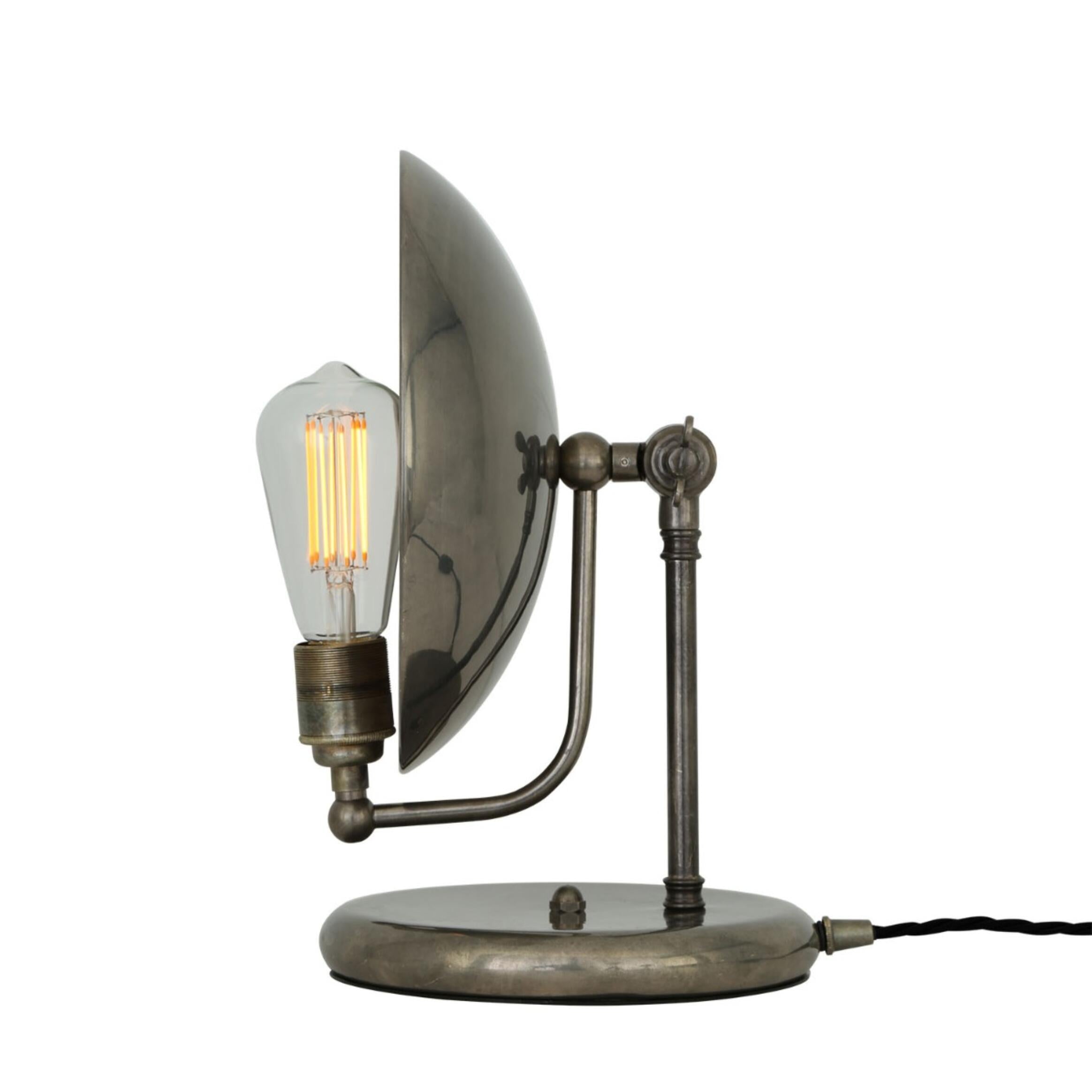 Mullan Chulainn Industrial Brass Dish Table Lamp - Antique Silver Finish