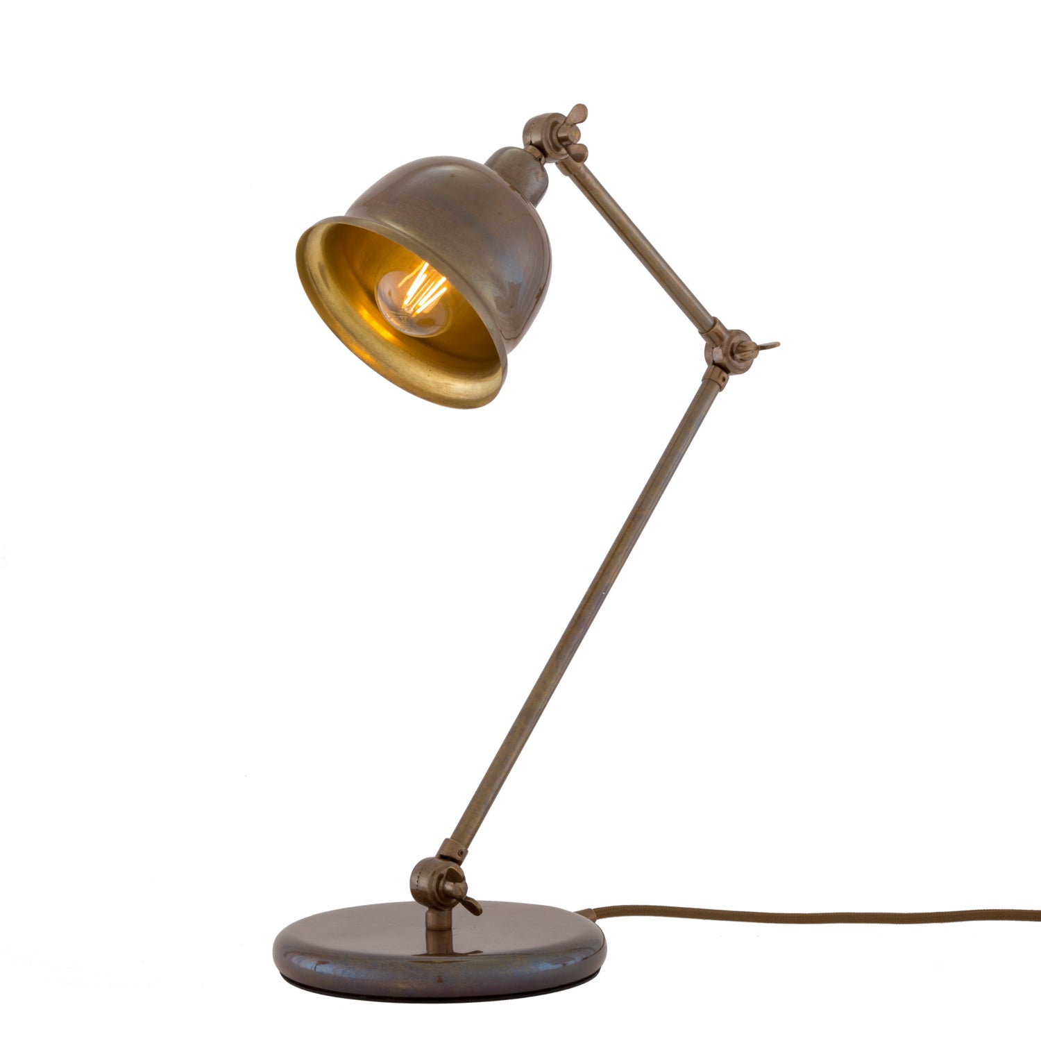 Mullan Dale Vintage Brass Bell Shade Table Lamp 19.5cm IP20 - Antique Brass Finish