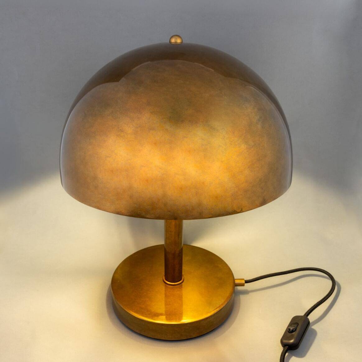 Mullan Turku Modern Brass Dome Table Lamp 30cm IP20 - Antique Brass Finish