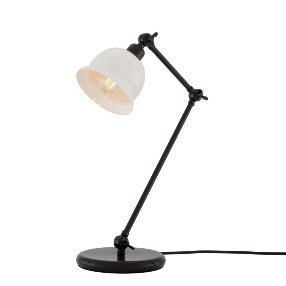 Mullan Nico Table Lamp - Powder Coated Black Finish - Powder Coated White / White Inner Metal Shade