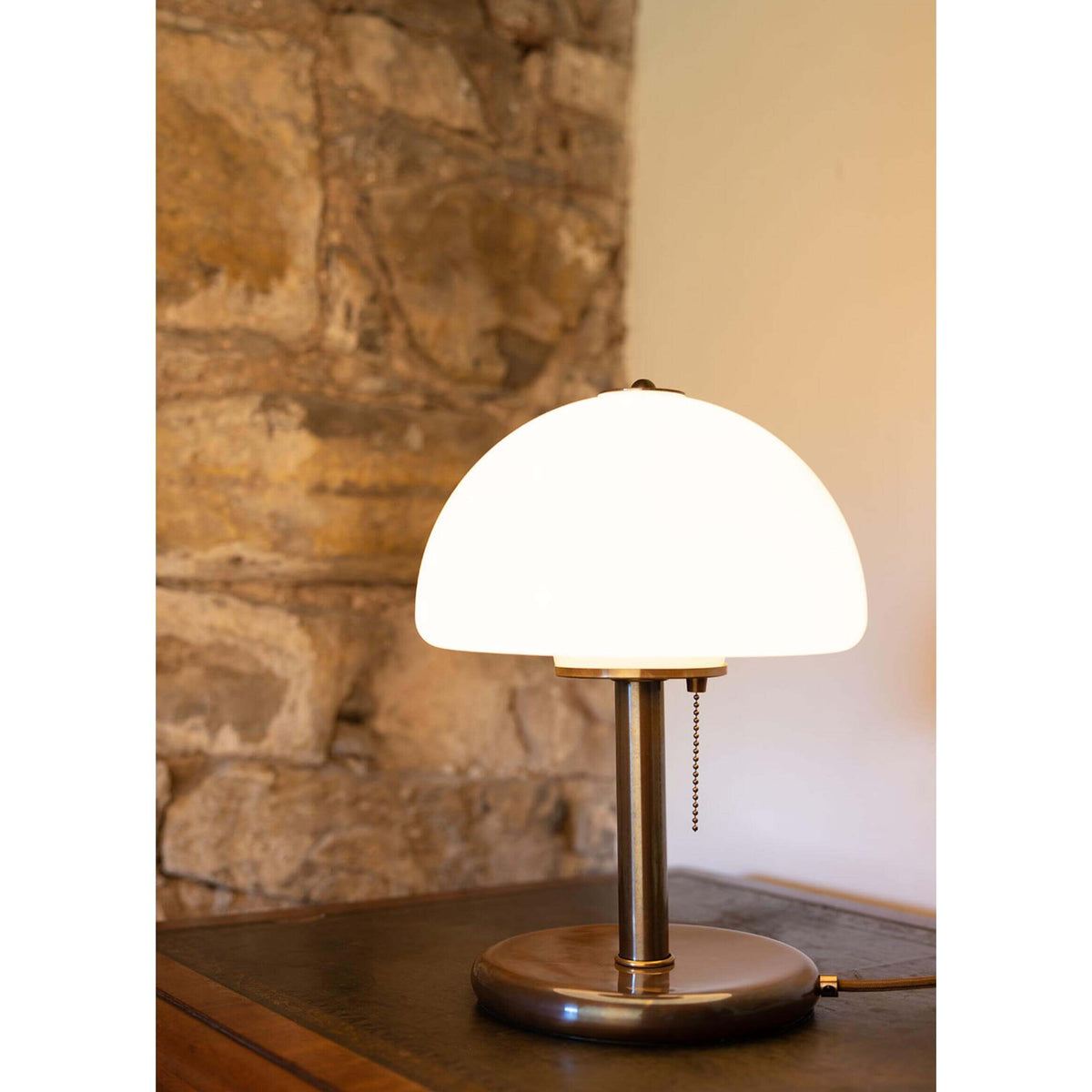 Mullan Champignon Mid-Century Mushroom Table Lamp - Antique Brass Finish
