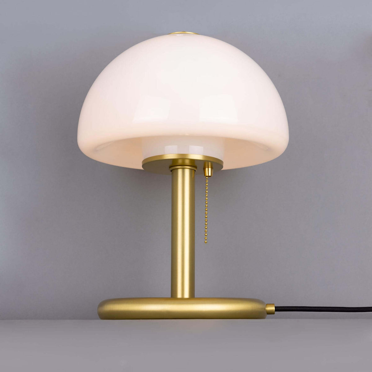 Mullan Champignon Mid-Century Mushroom Table Lamp - Satin Brass Finish