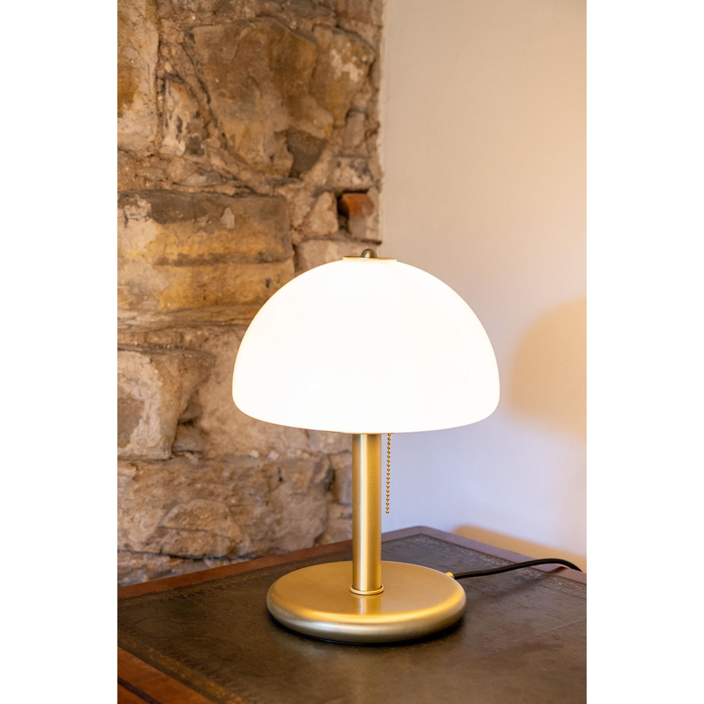 Mullan Champignon Mid-Century Mushroom Table Lamp - Satin Brass Finish