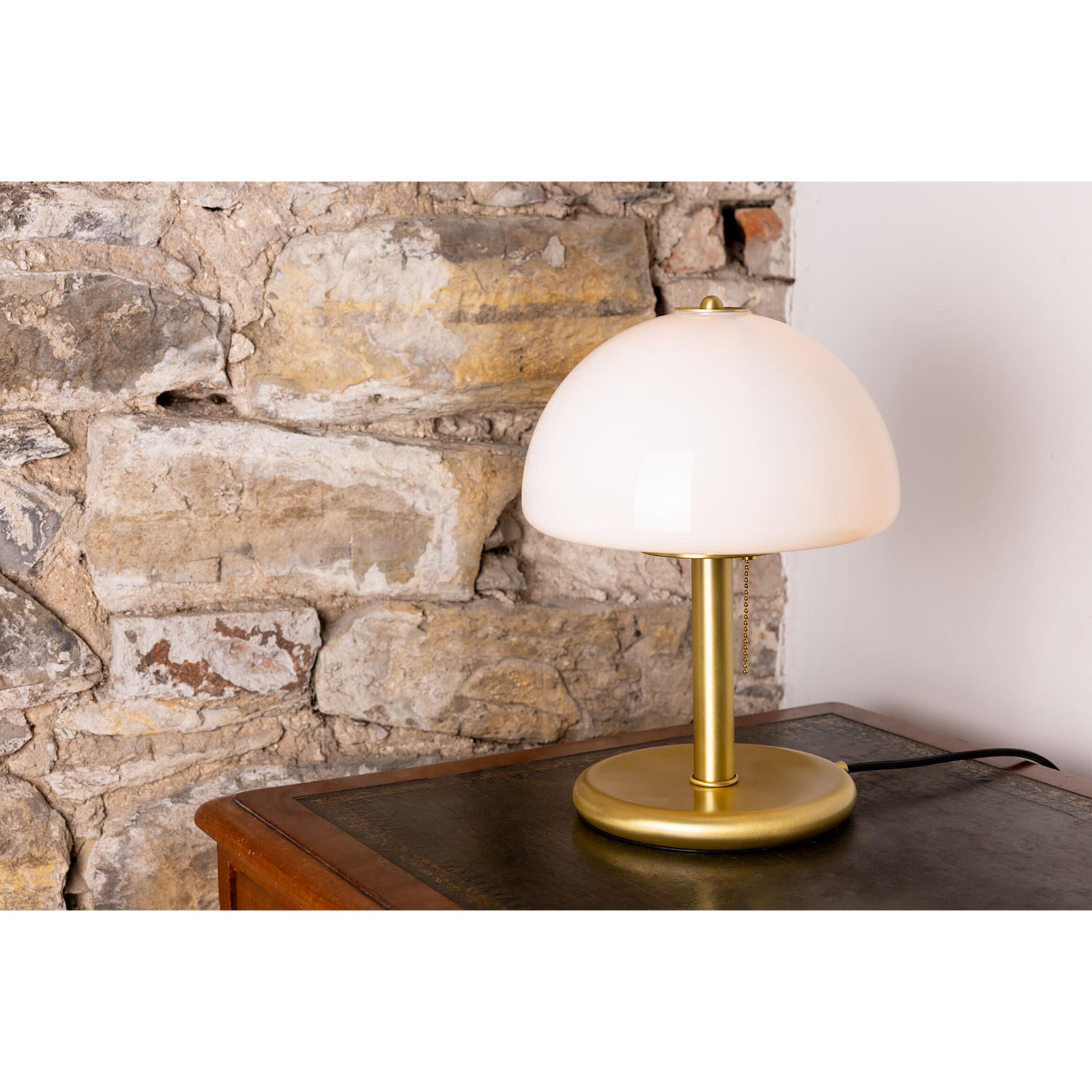 Mullan Champignon Mid-Century Mushroom Table Lamp - Satin Brass Finish