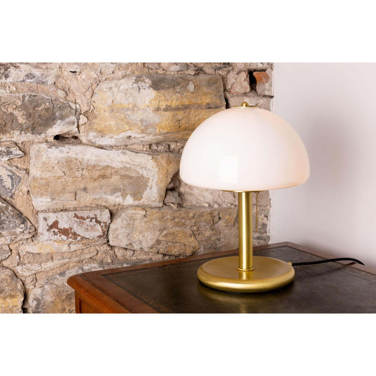 Mullan Champignon Mid-Century Mushroom Table Lamp - Satin Brass Finish