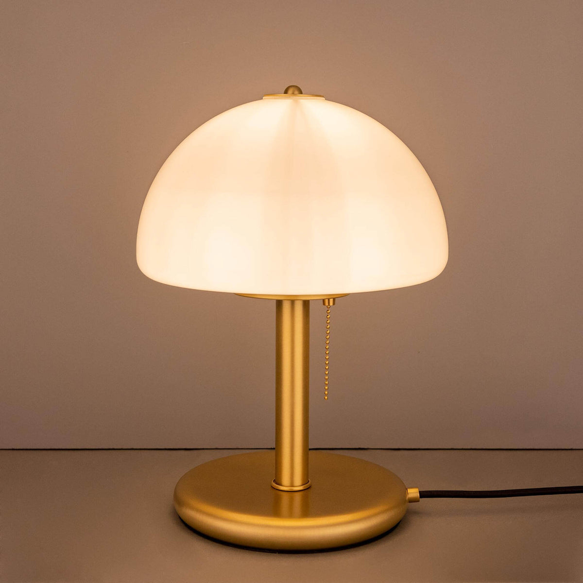 Mullan Champignon Mid-Century Mushroom Table Lamp - Satin Brass Finish