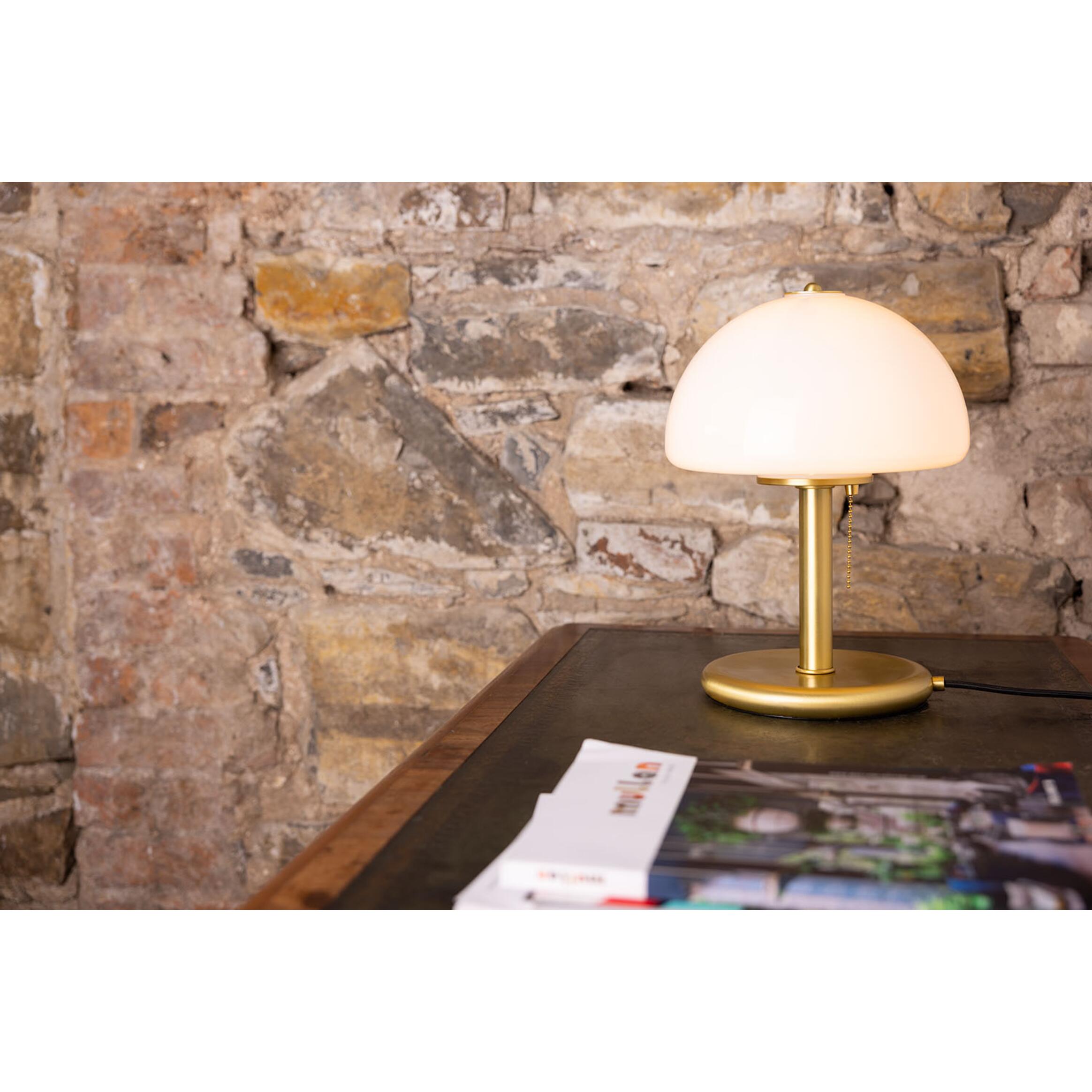 Mullan Champignon Mid-Century Mushroom Table Lamp - Satin Brass Finish
