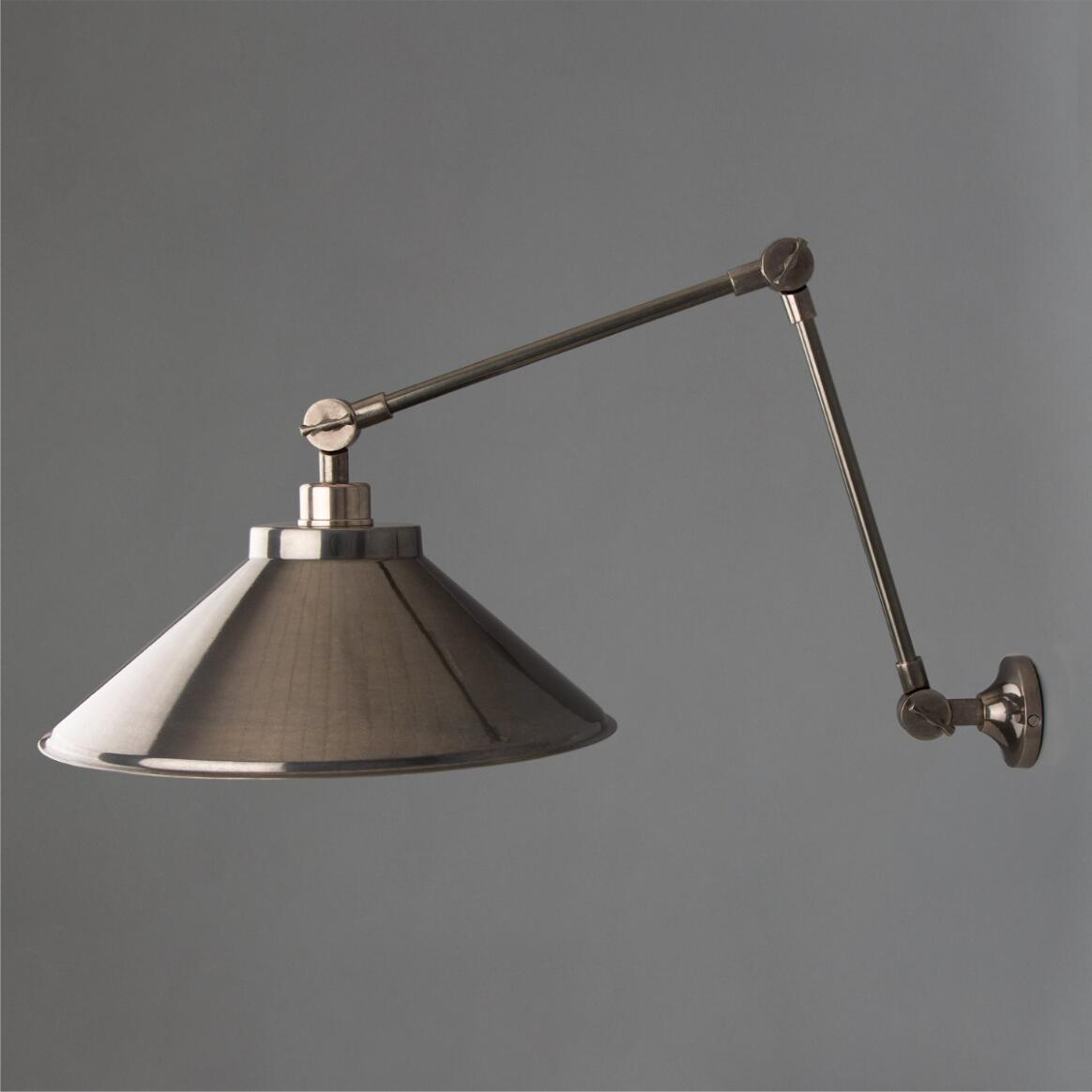 Mullan - Rio Adjustable Industrial Wall Light 37cm IP20 - Antique Silver Finish
