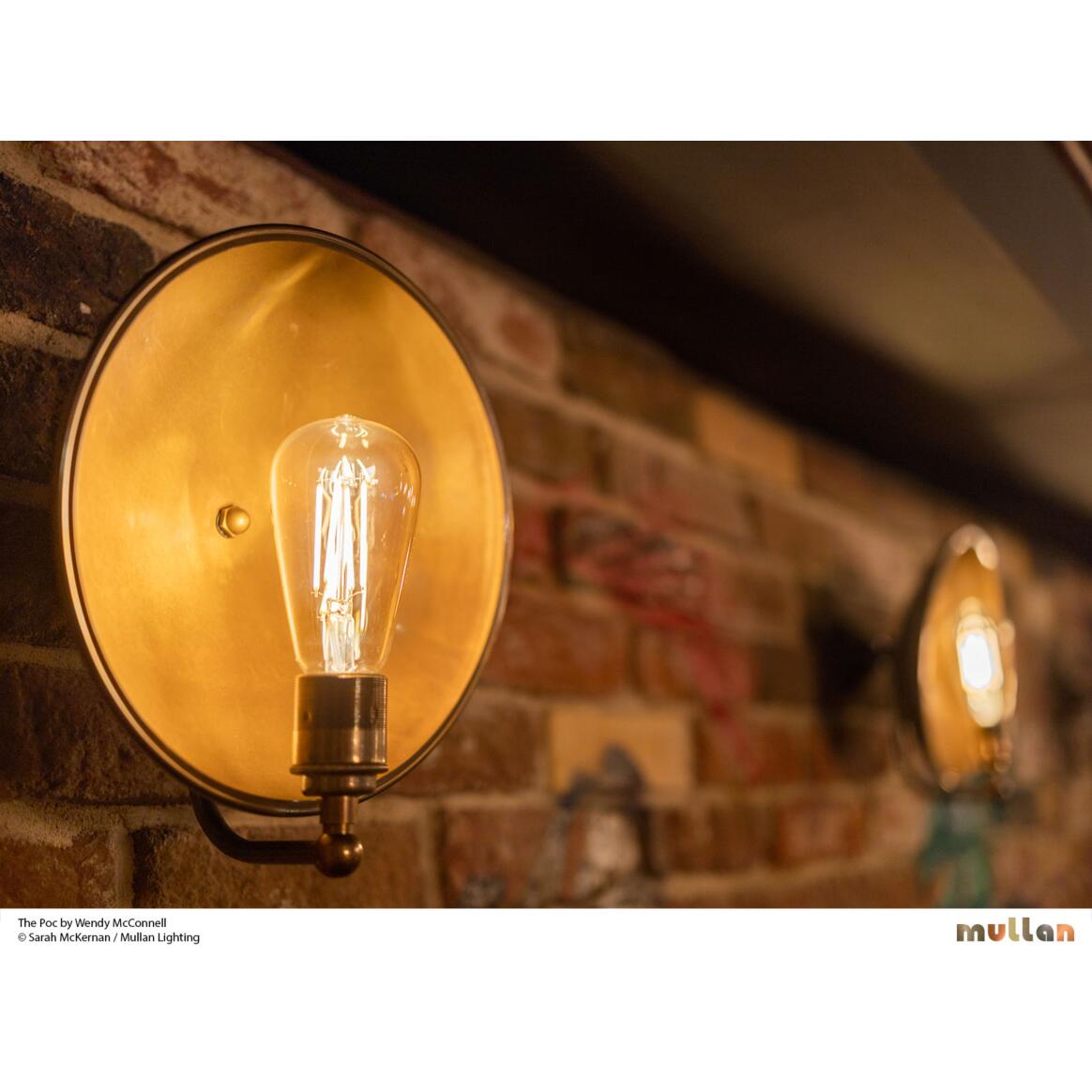 Mullan - Chulainn Industrial Brass Dish Wall Light 25cm IP20 - Antique Silver Finish