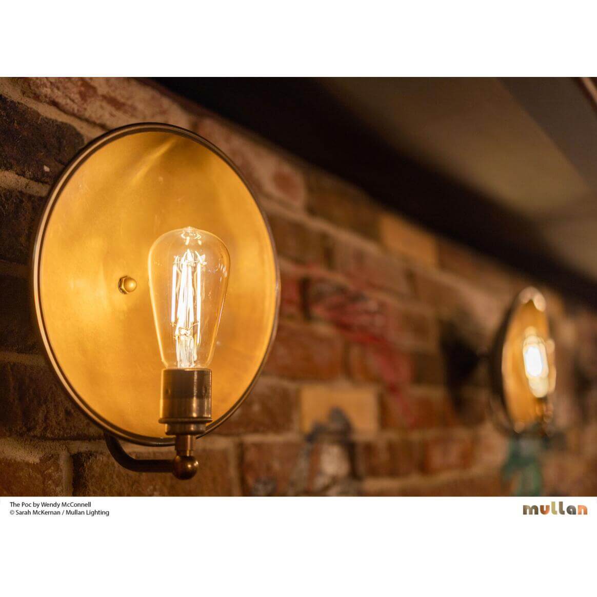 Mullan - Chulainn Industrial Brass Dish Wall Light 25cm IP20 - Antique Silver Finish