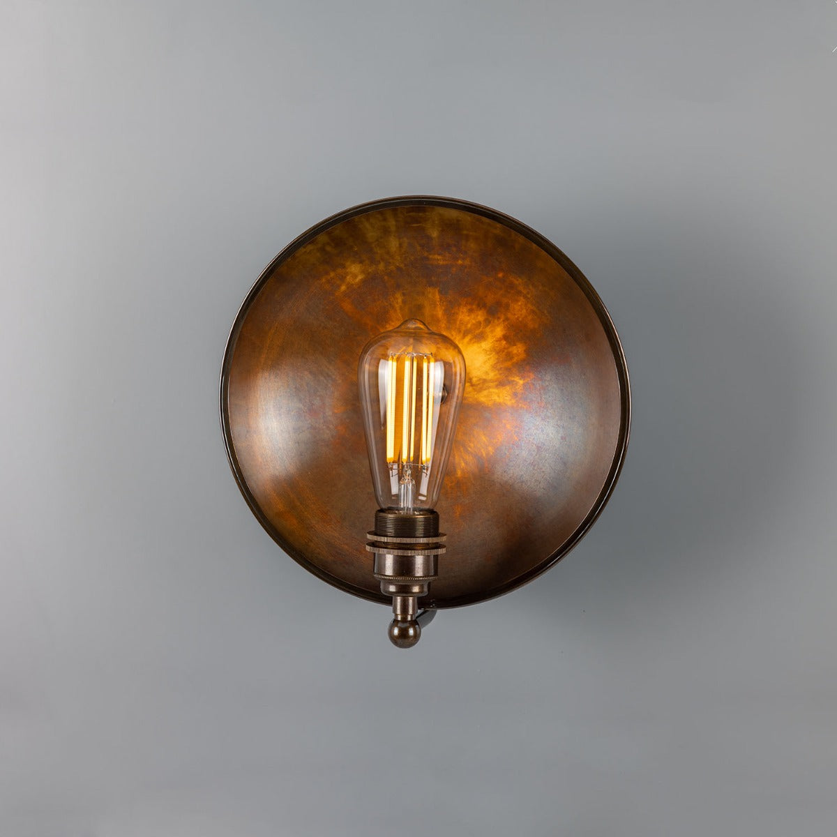 Mullan - Chulainn Industrial Brass Dish Wall Light 25cm IP20 - Antique Brass Finish