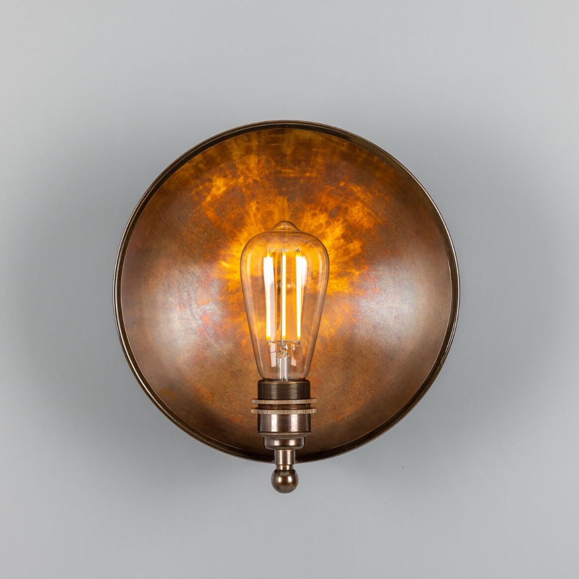 Mullan - Chulainn Industrial Brass Dish Wall Light 25cm IP20 - Antique Brass Finish