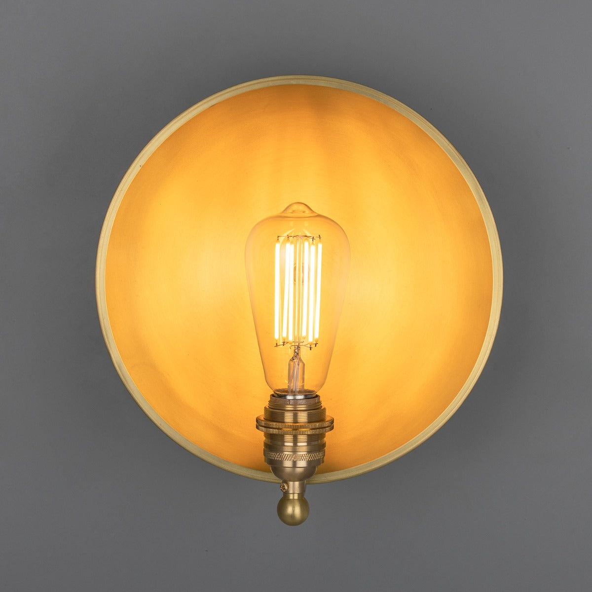 Mullan - Chulainn Industrial Brass Dish Wall Light 25cm IP20 - Satin Brass Finish